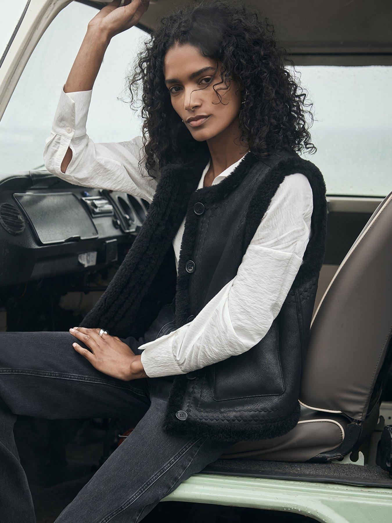 Mint Velvet Reversible Borg Gilet - Black | Littlewoods