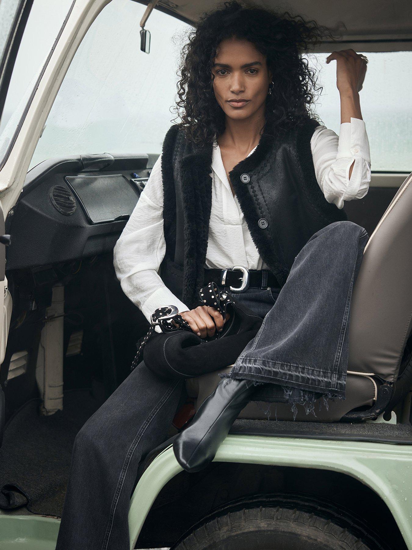 Mint Velvet Reversible Borg Gilet - Black | Littlewoods