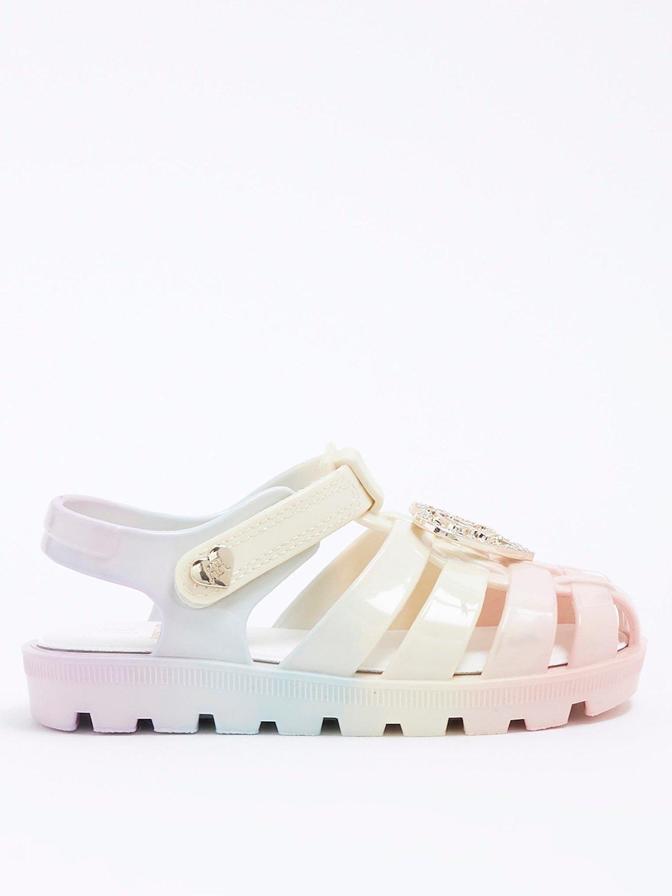  image of river-island-mini-mini-girls-rainbow-floral-jelly-sandals-rainbow