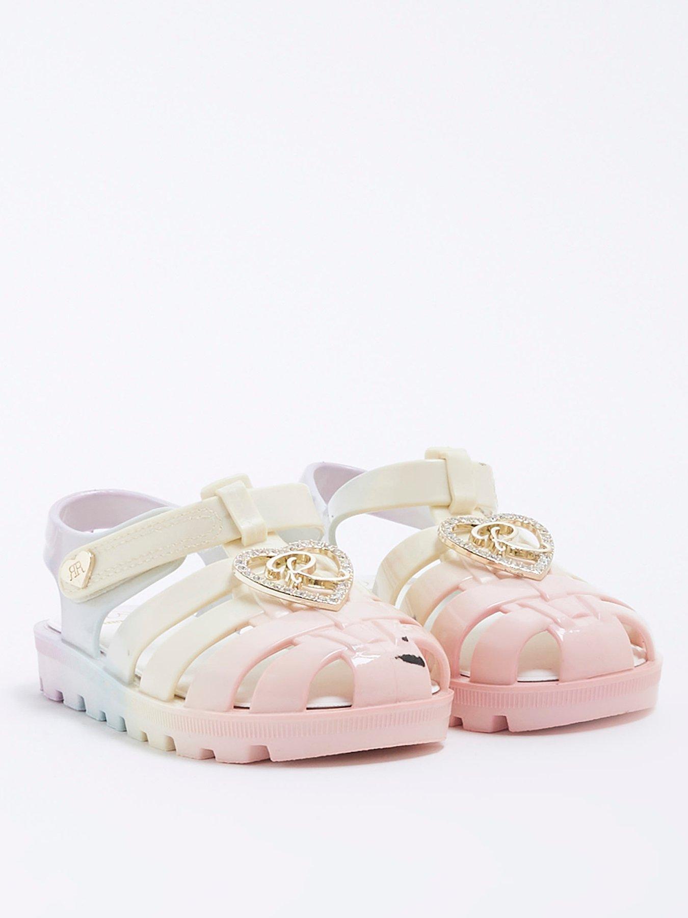  image of river-island-mini-mini-girls-rainbow-floral-jelly-sandals-rainbow