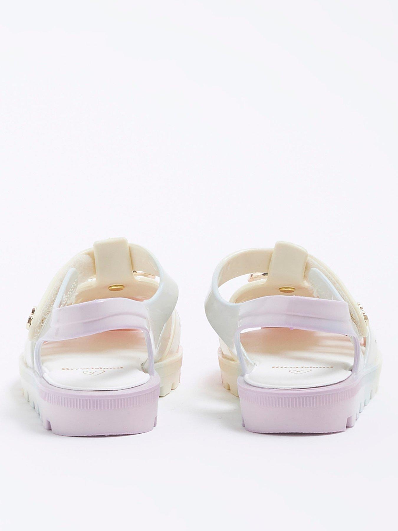  image of river-island-mini-mini-girls-rainbow-floral-jelly-sandals-rainbow