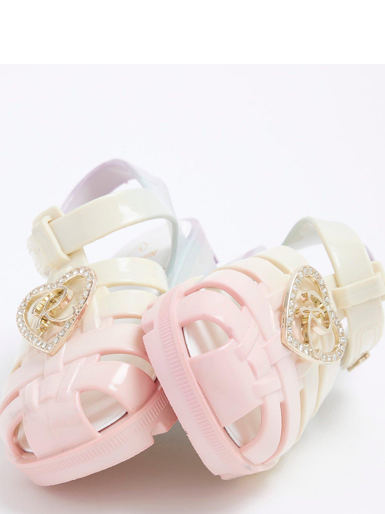  image of river-island-mini-mini-girls-rainbow-floral-jelly-sandals-rainbow