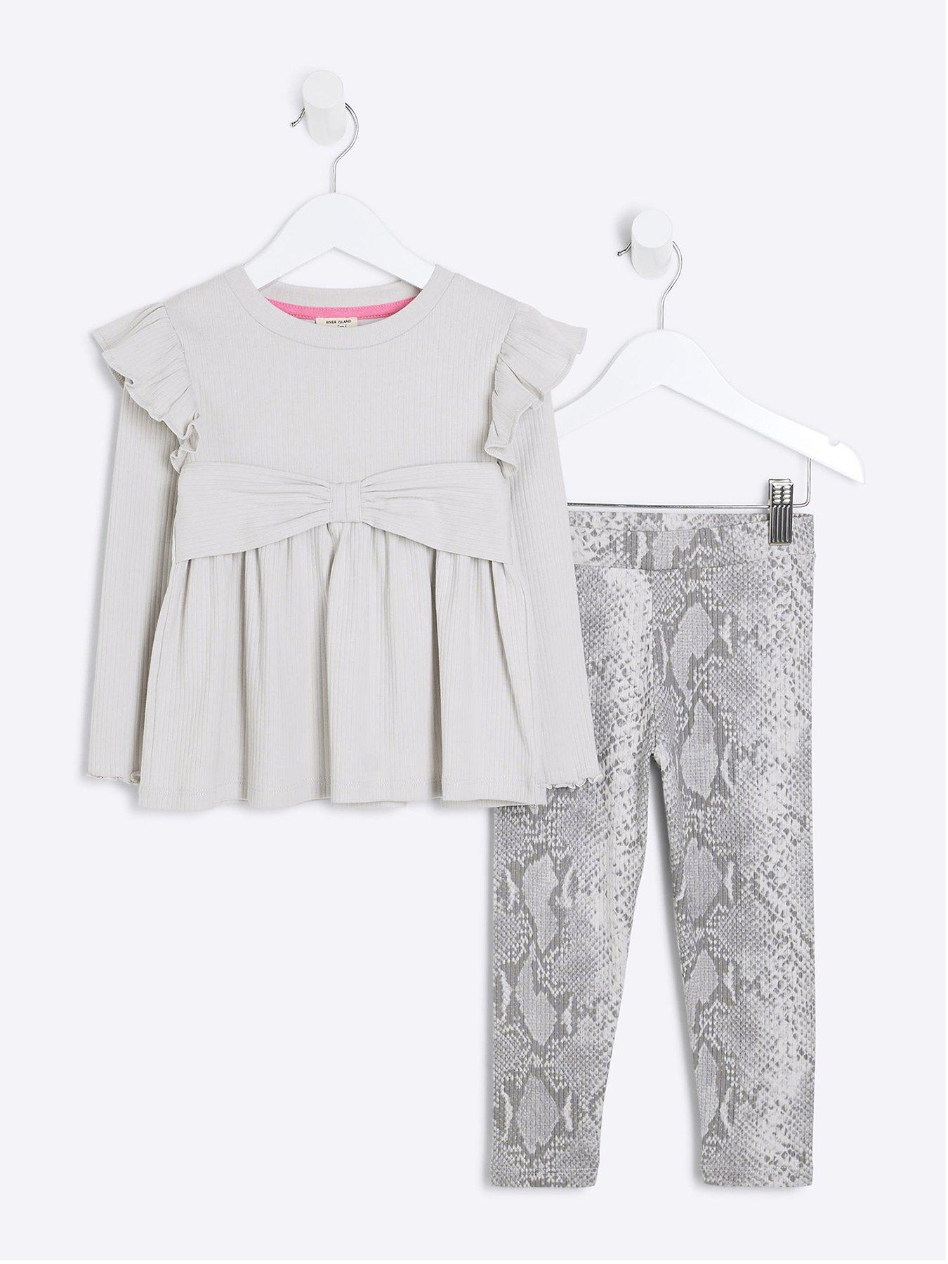 river-island-mini-mini-girls-snake-top-trousers-set-grey