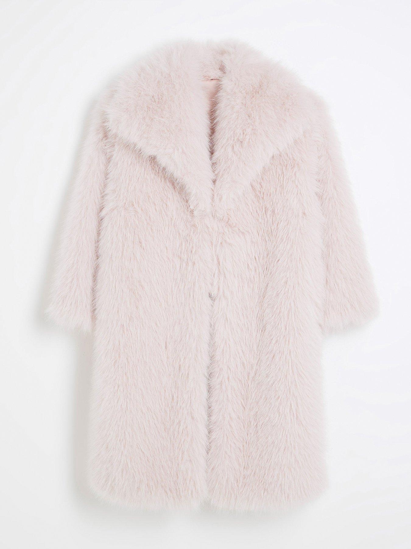 River island pink teddy coat online