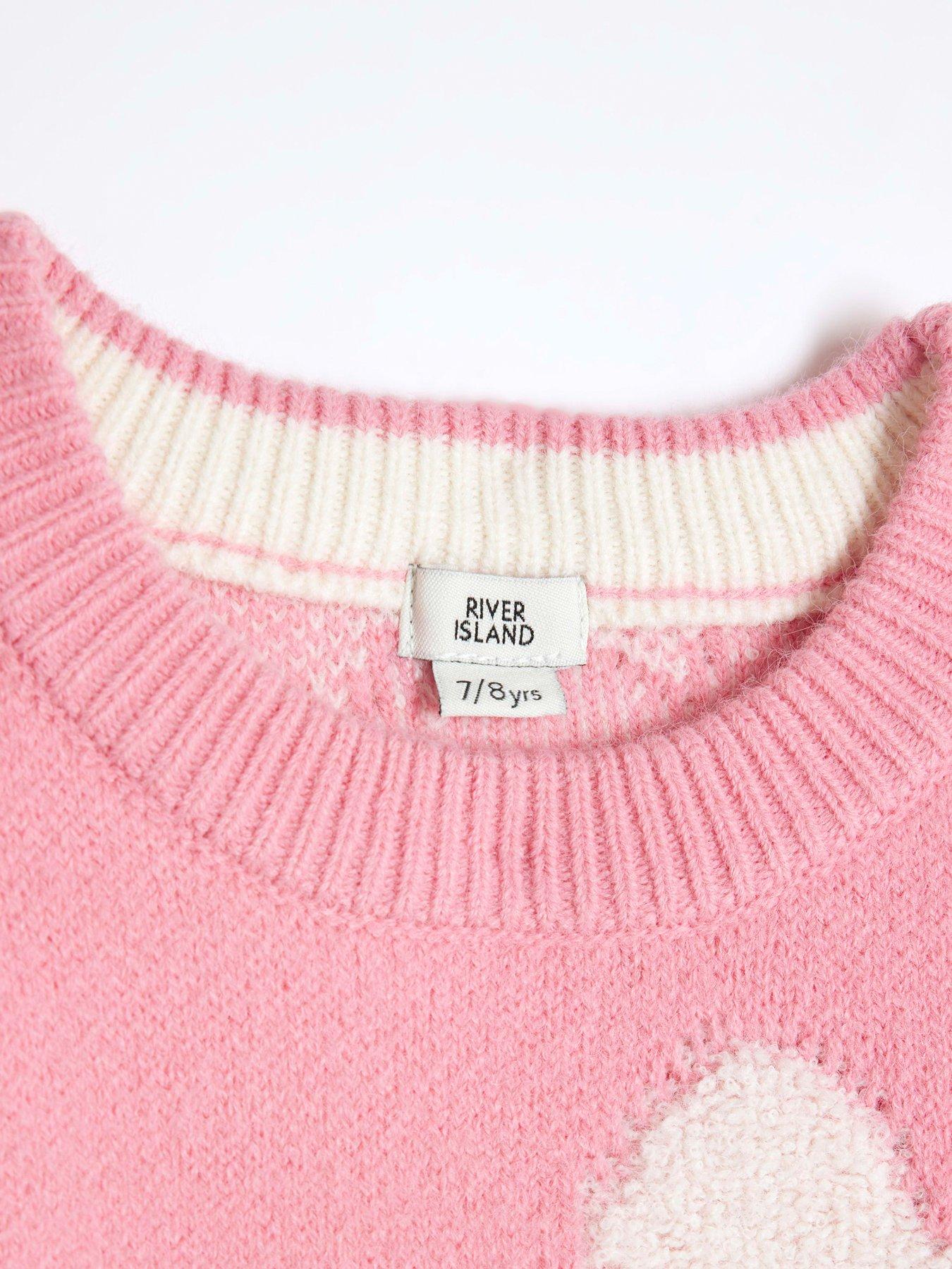  image of river-island-older-girl-heart-jumper-dress-pink