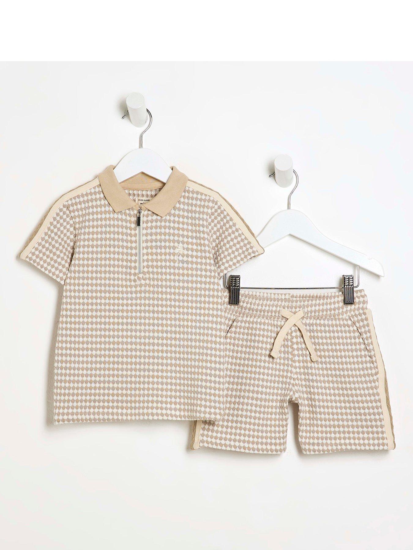 river-island-mini-boys-taped-polo-shirt-set-stone-beige