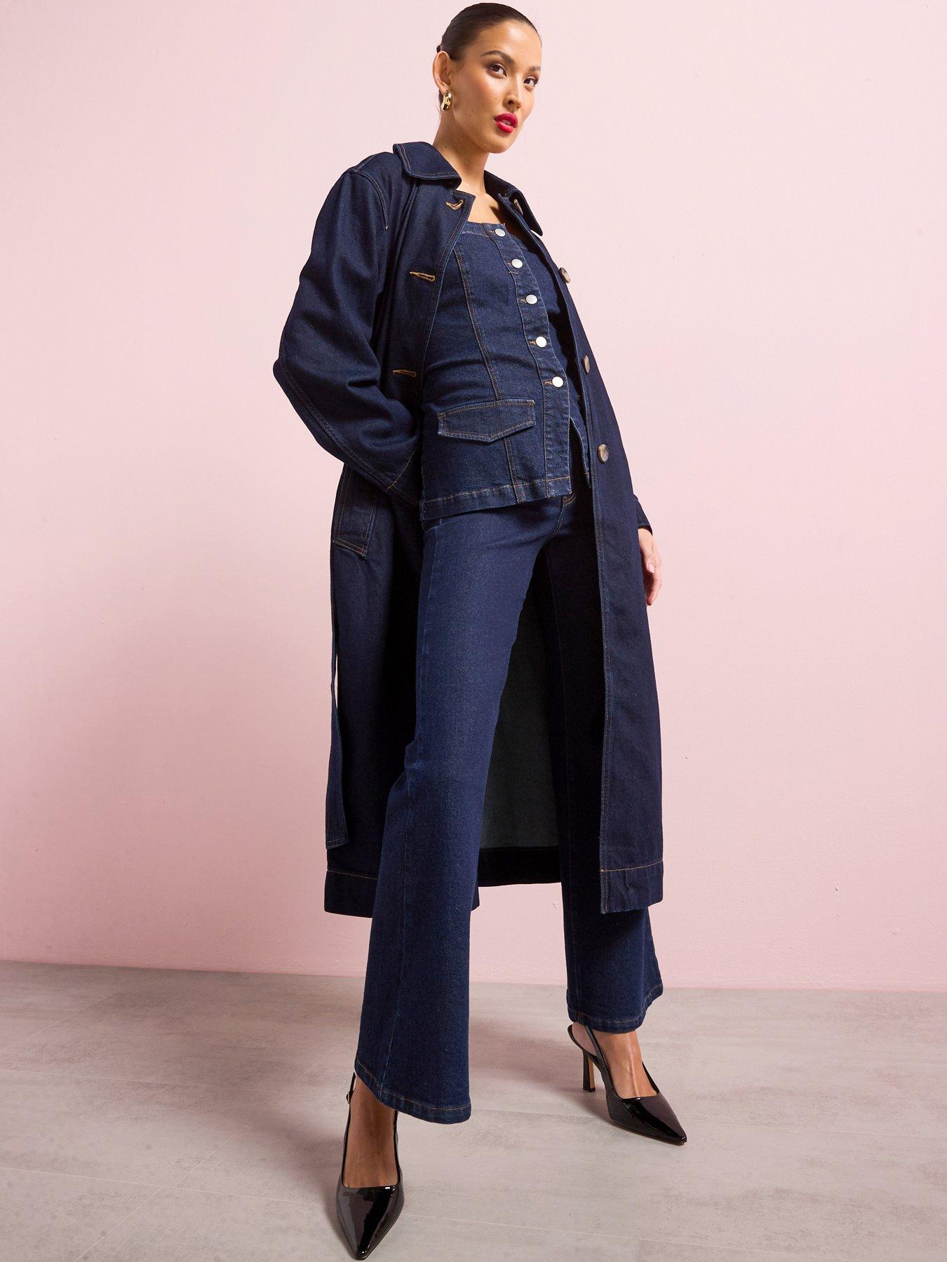 V by Very Co-Ord Wide Leg Flare Jeans - Dark Wash