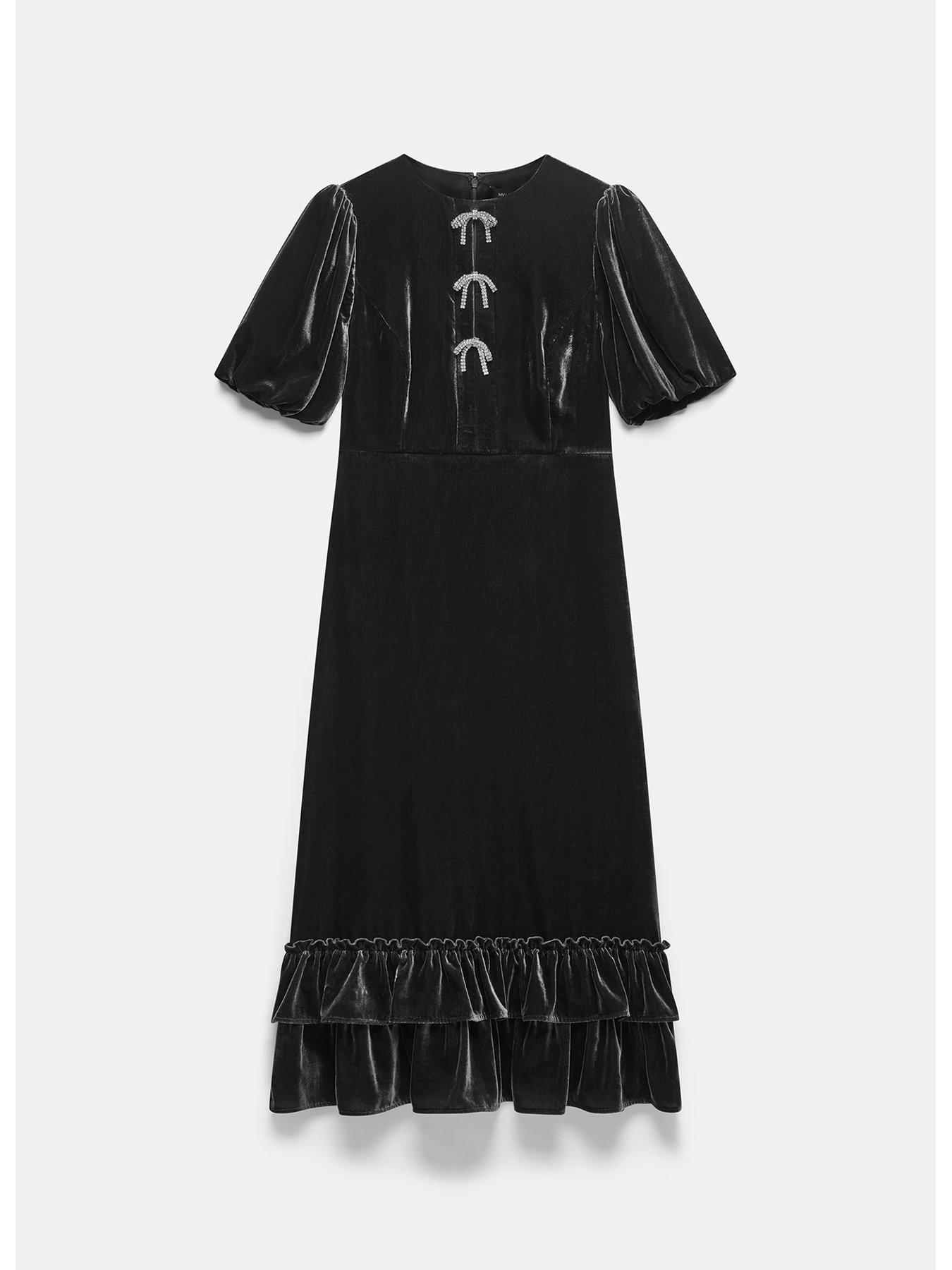 Mint Velvet Bow Detail Midi Dress - Black | Littlewoods
