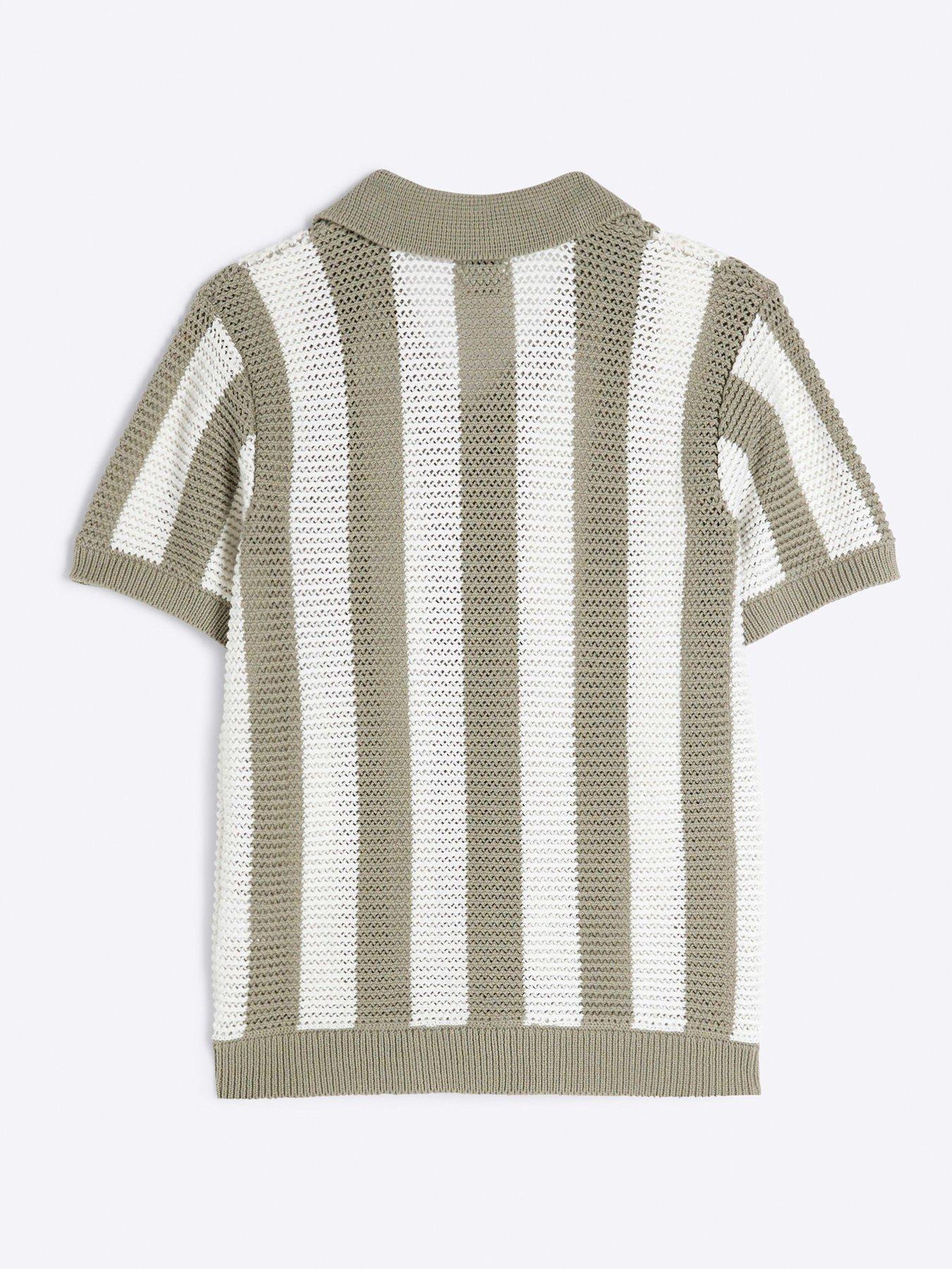  image of river-island-boys-stripe-summer-shirt-khakicream