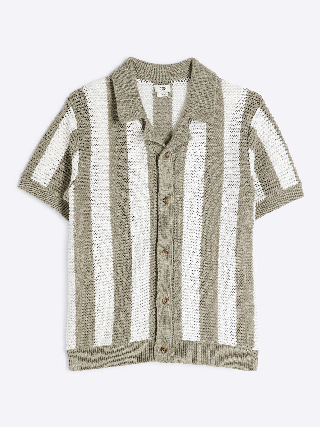  image of river-island-boys-stripe-summer-shirt-khakicream