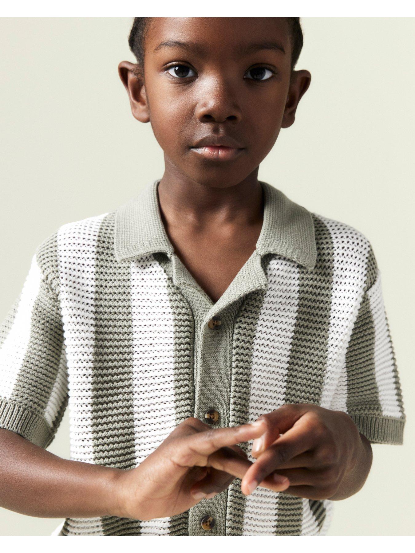 image of river-island-boys-stripe-summer-shirt-khakicream