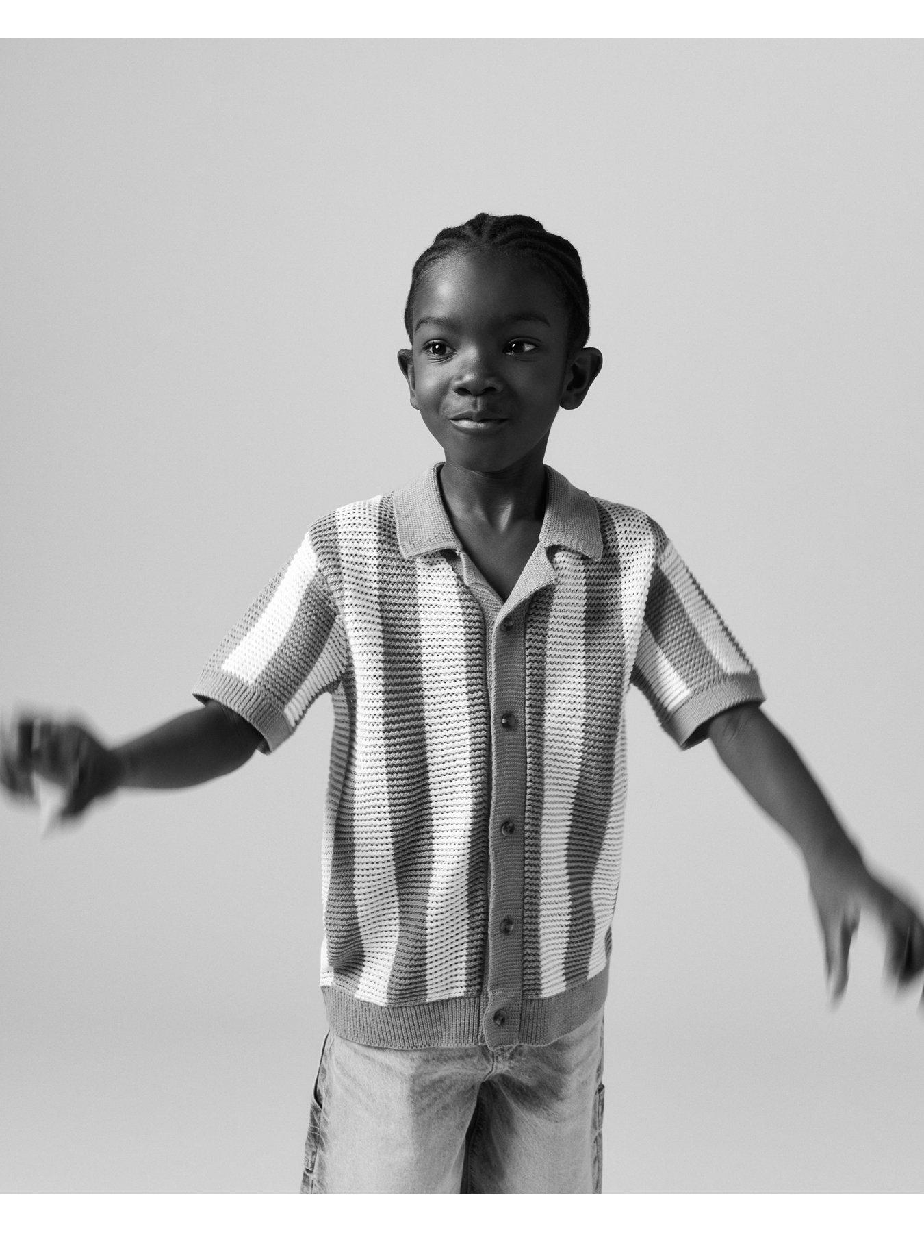  image of river-island-boys-stripe-summer-shirt-khakicream