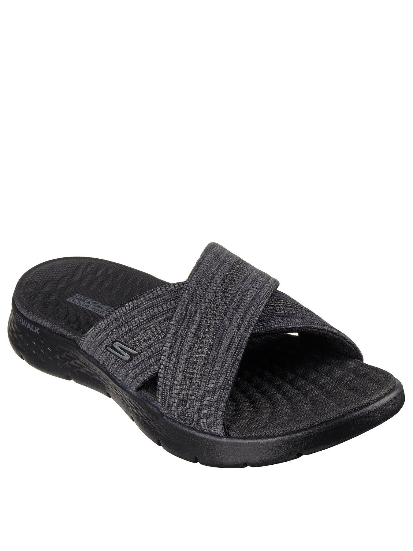  image of skechers-go-walk-flex-crossband-slide-black