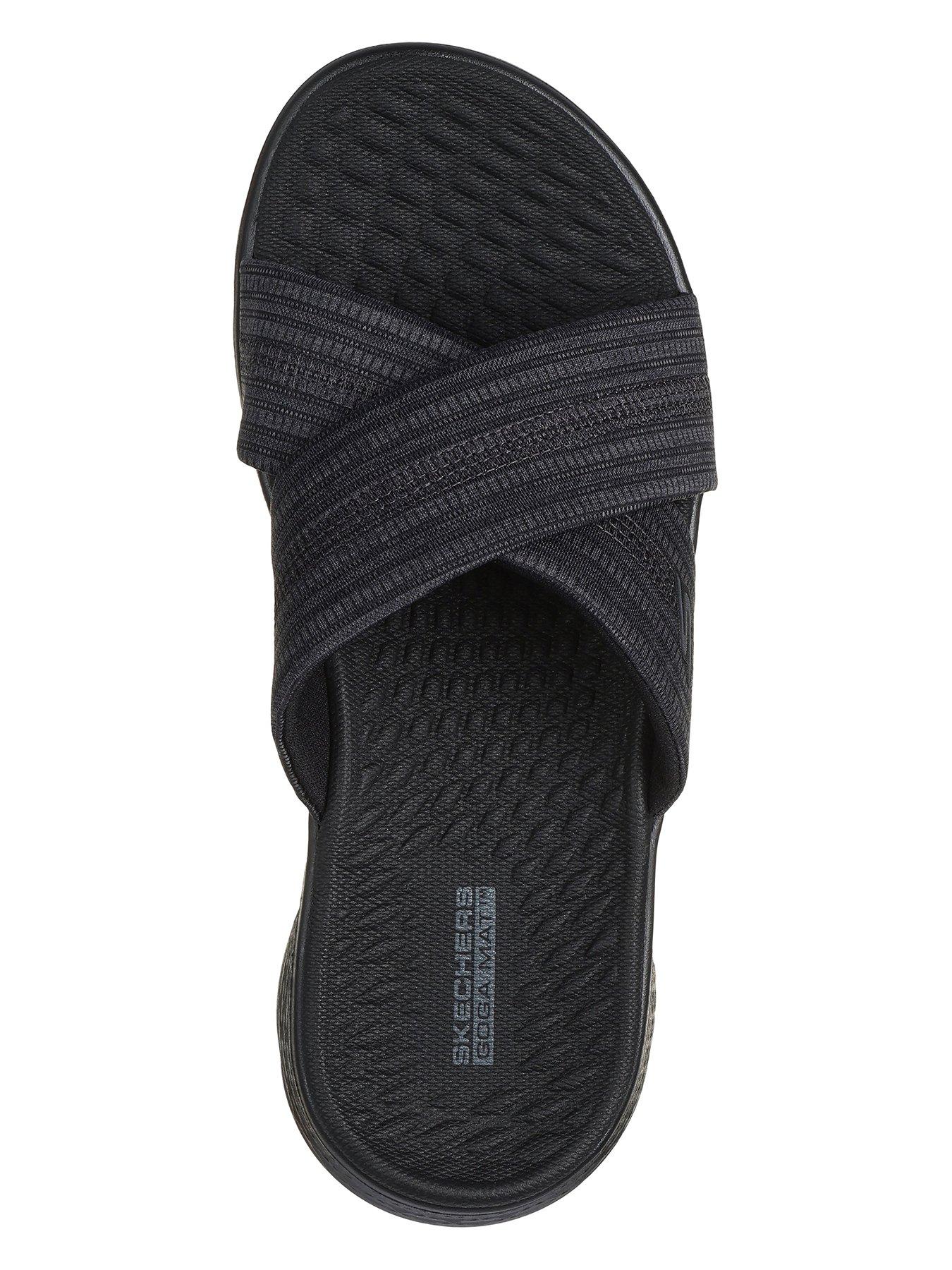 image of skechers-go-walk-flex-crossband-slide-black
