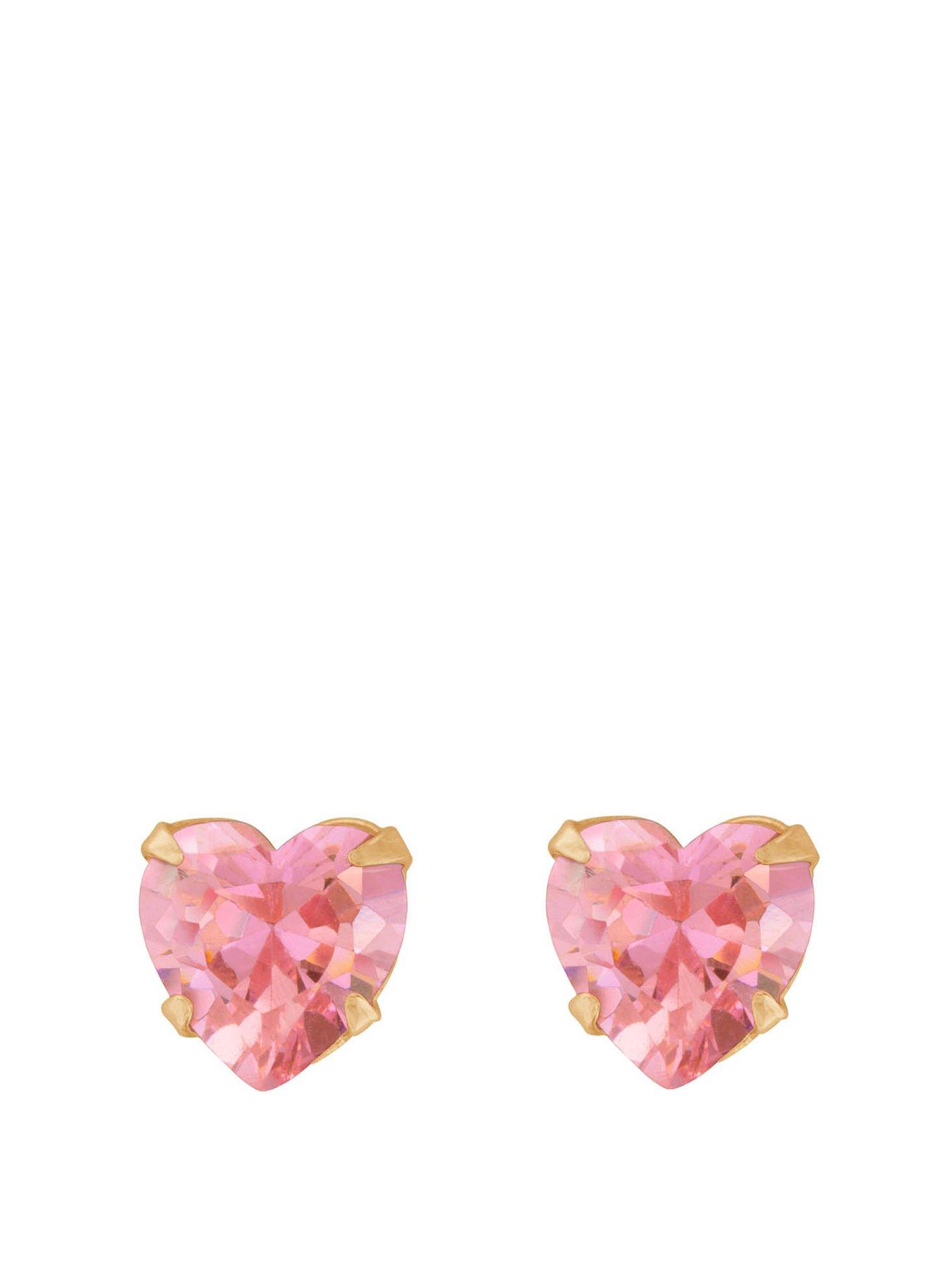 undefined Pink Heart CZ Stud Earrings