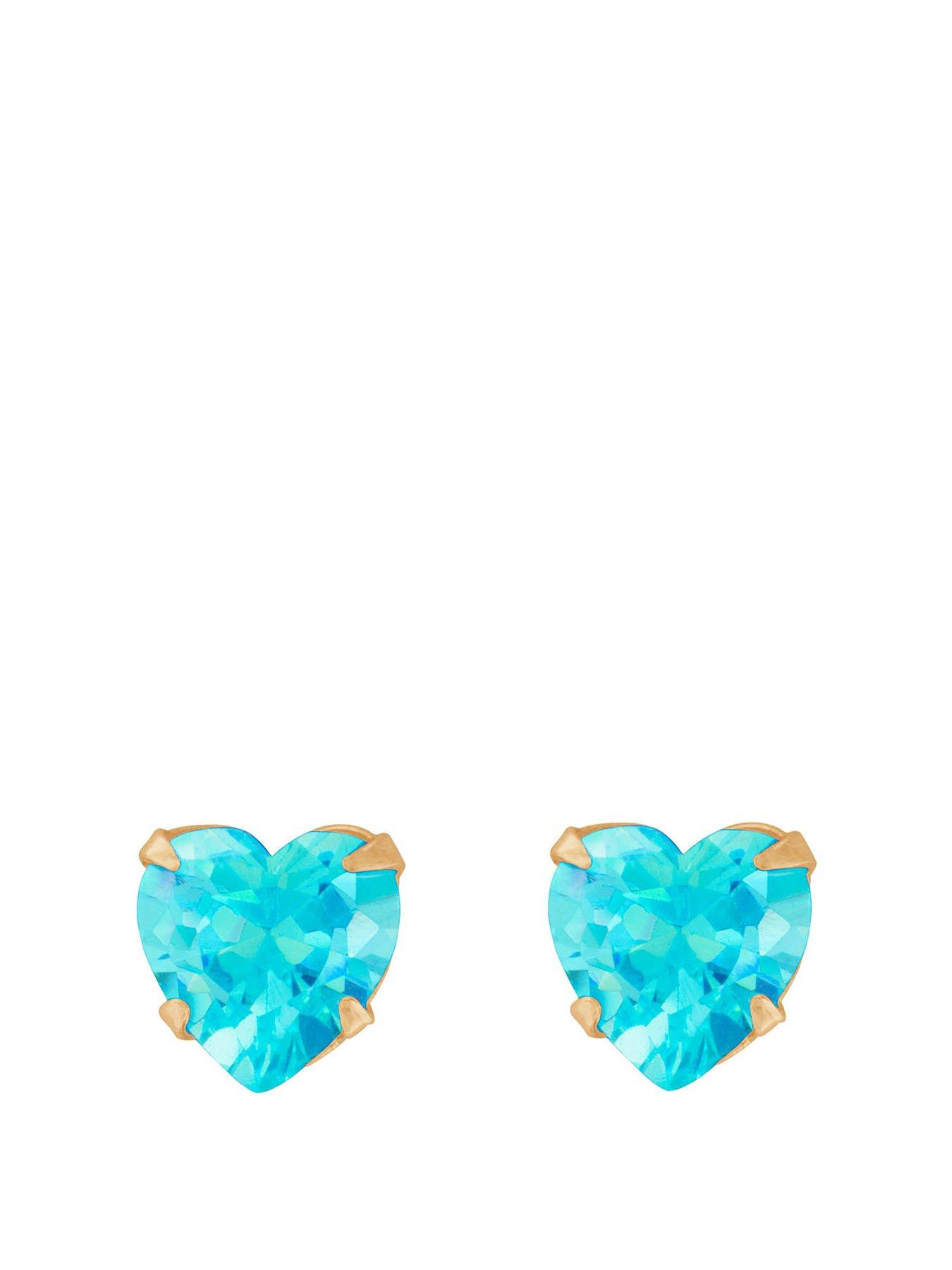 undefined Aqua Heart CZ Stud Earrings