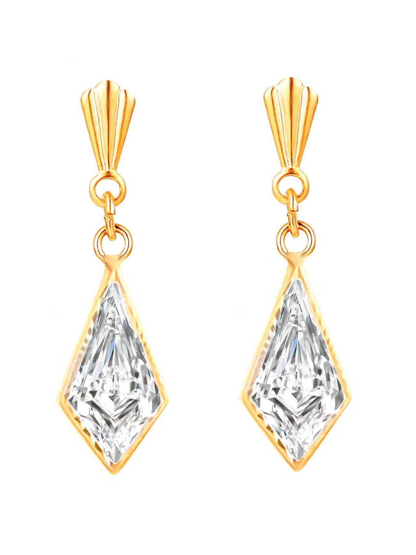 undefined Gold Kite Crystal CZ Drop Earrings