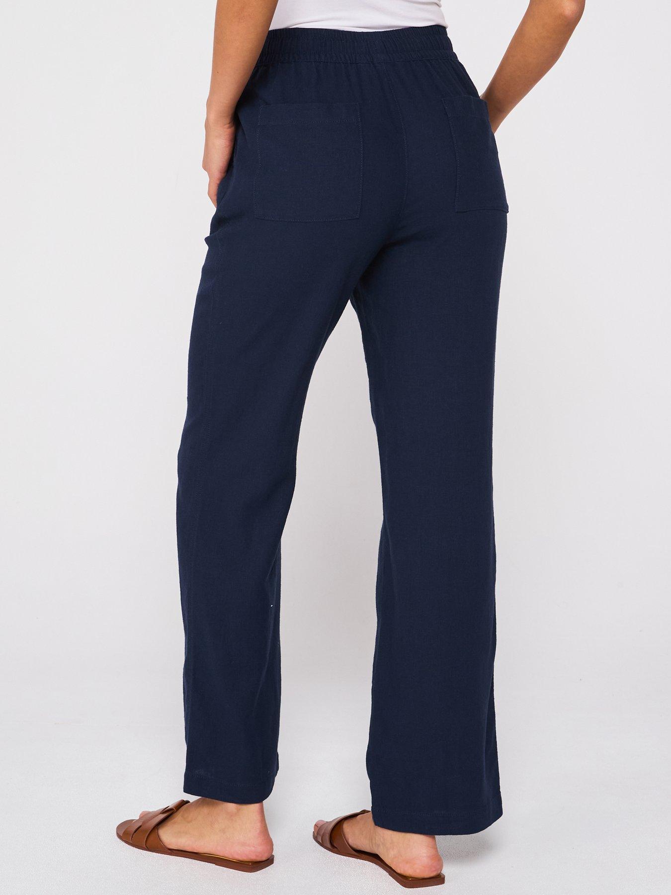  image of everyday-linen-blend-trousers-navy