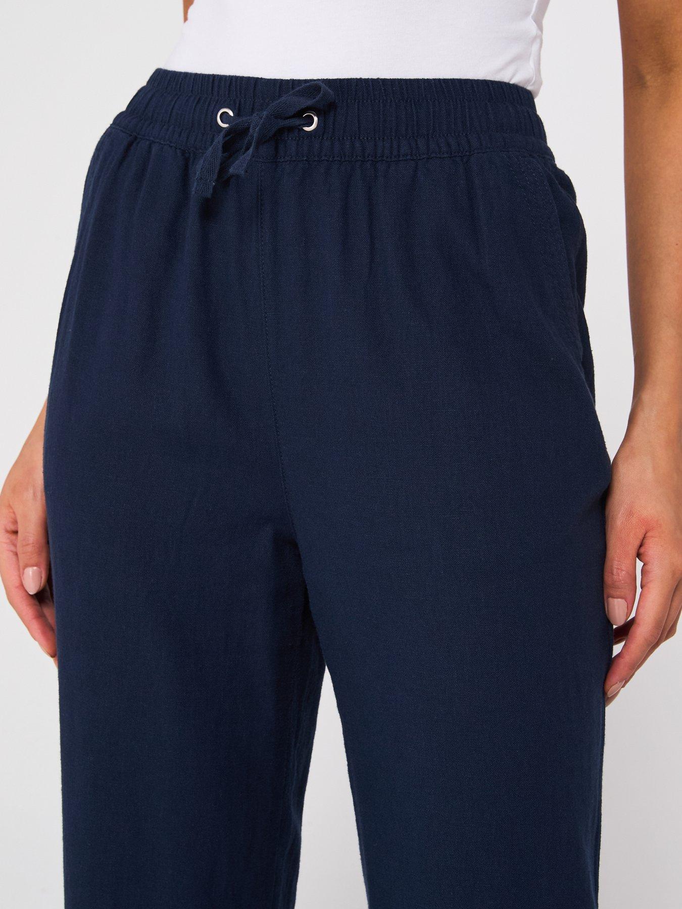  image of everyday-linen-blend-trousers-navy
