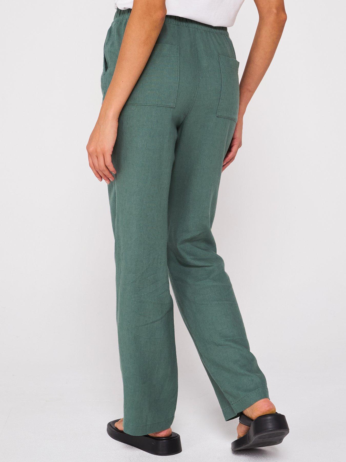  image of everyday-linen-blend-trousers-khaki