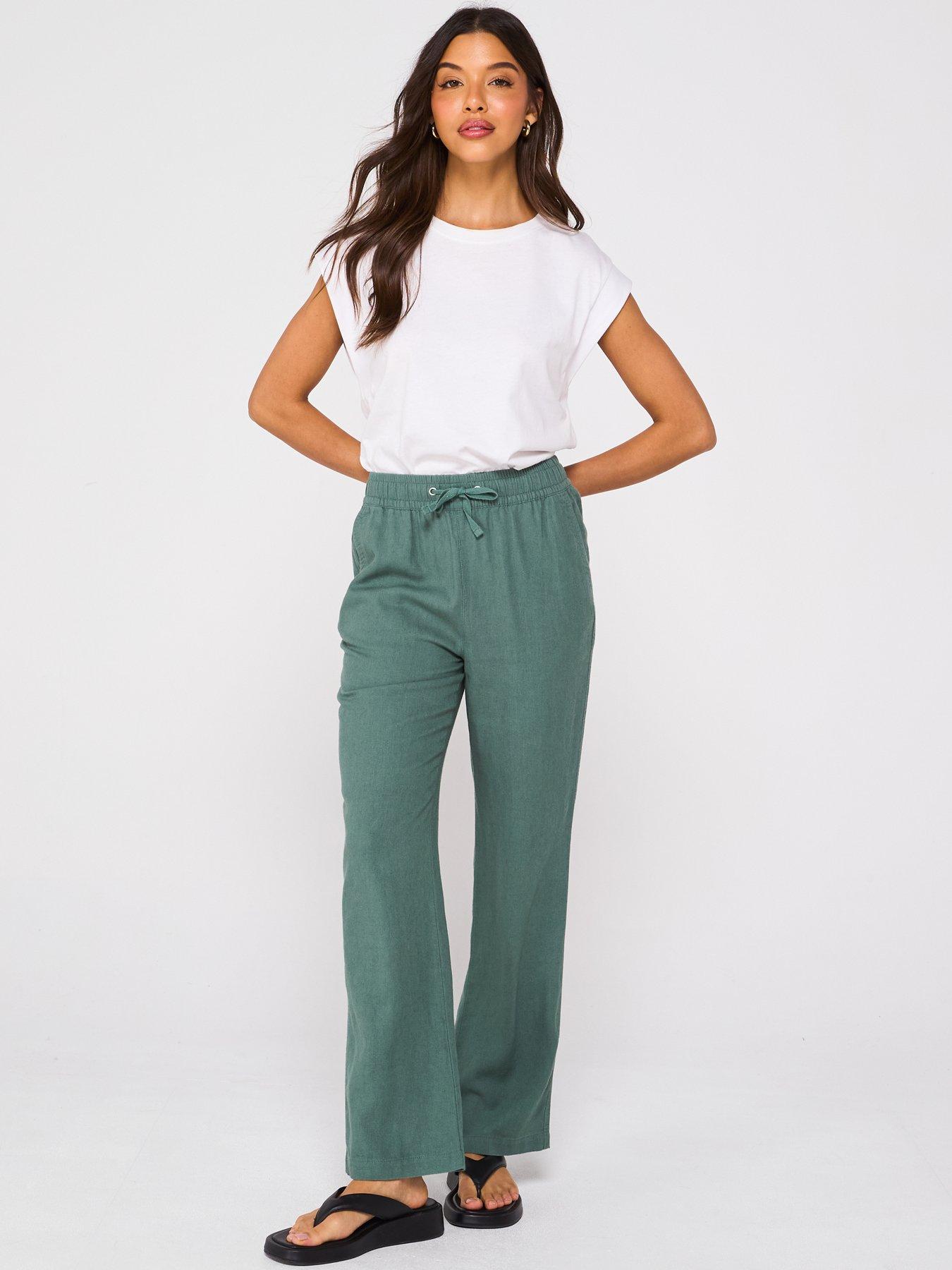  image of everyday-linen-blend-trousers-khaki