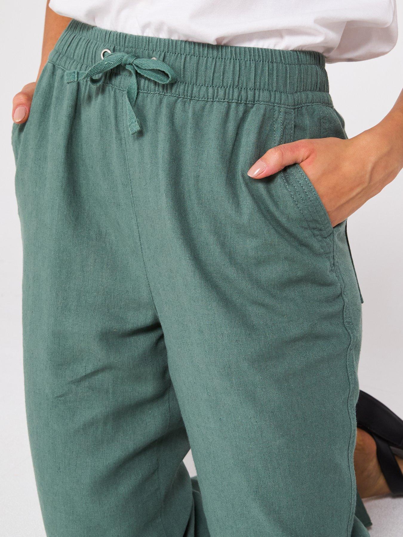  image of everyday-linen-blend-trousers-khaki