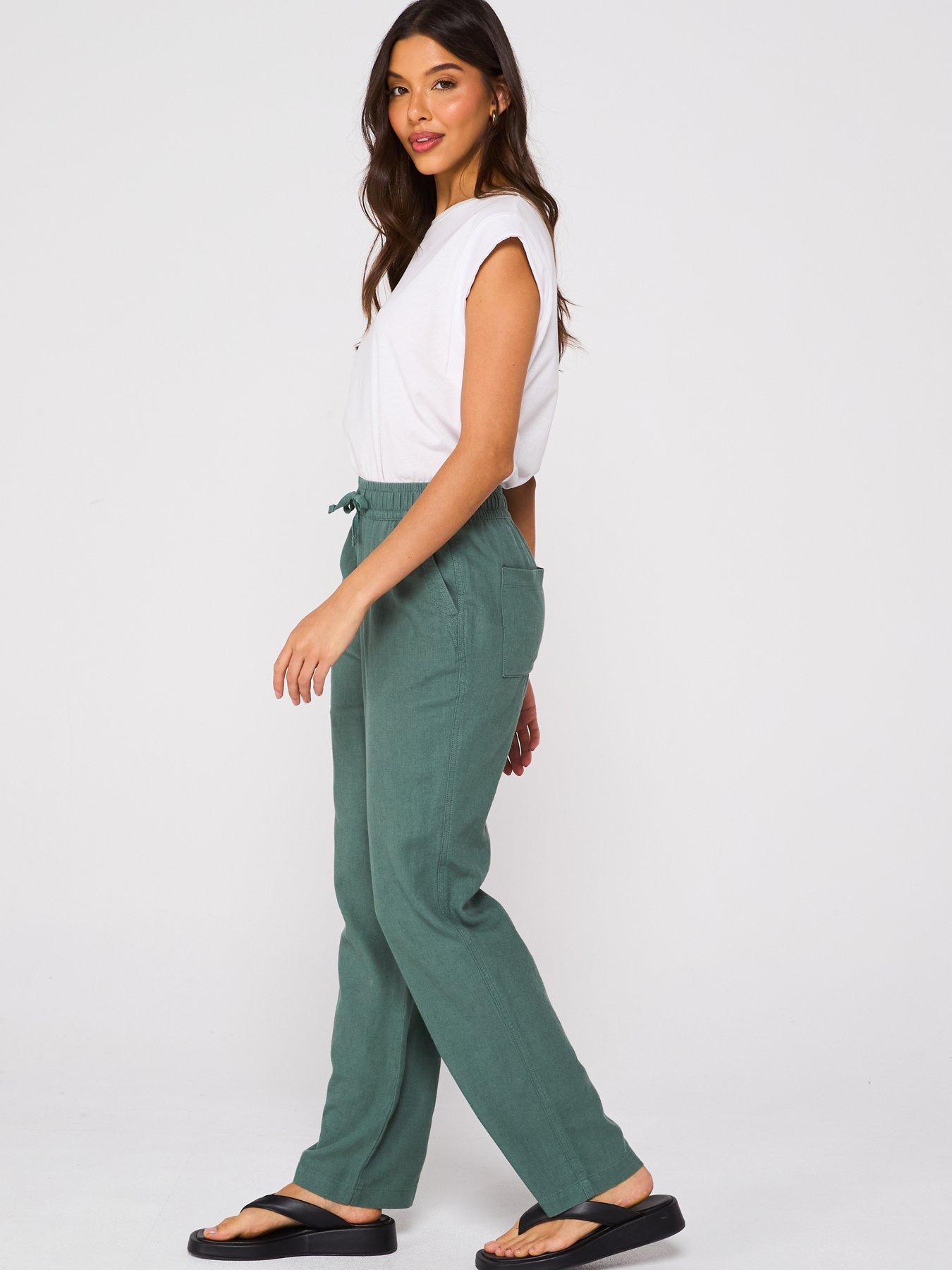  image of everyday-linen-blend-trousers-khaki