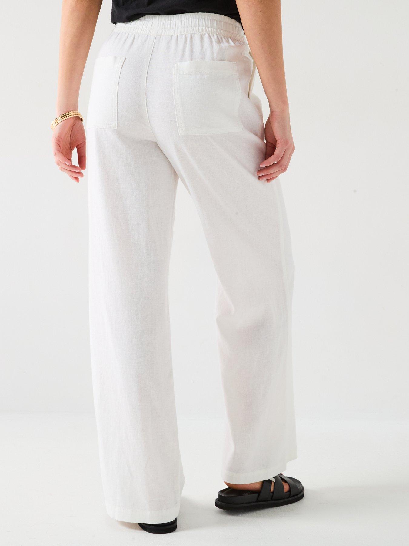  image of everyday-wide-leg-linen-blend-trousers-white