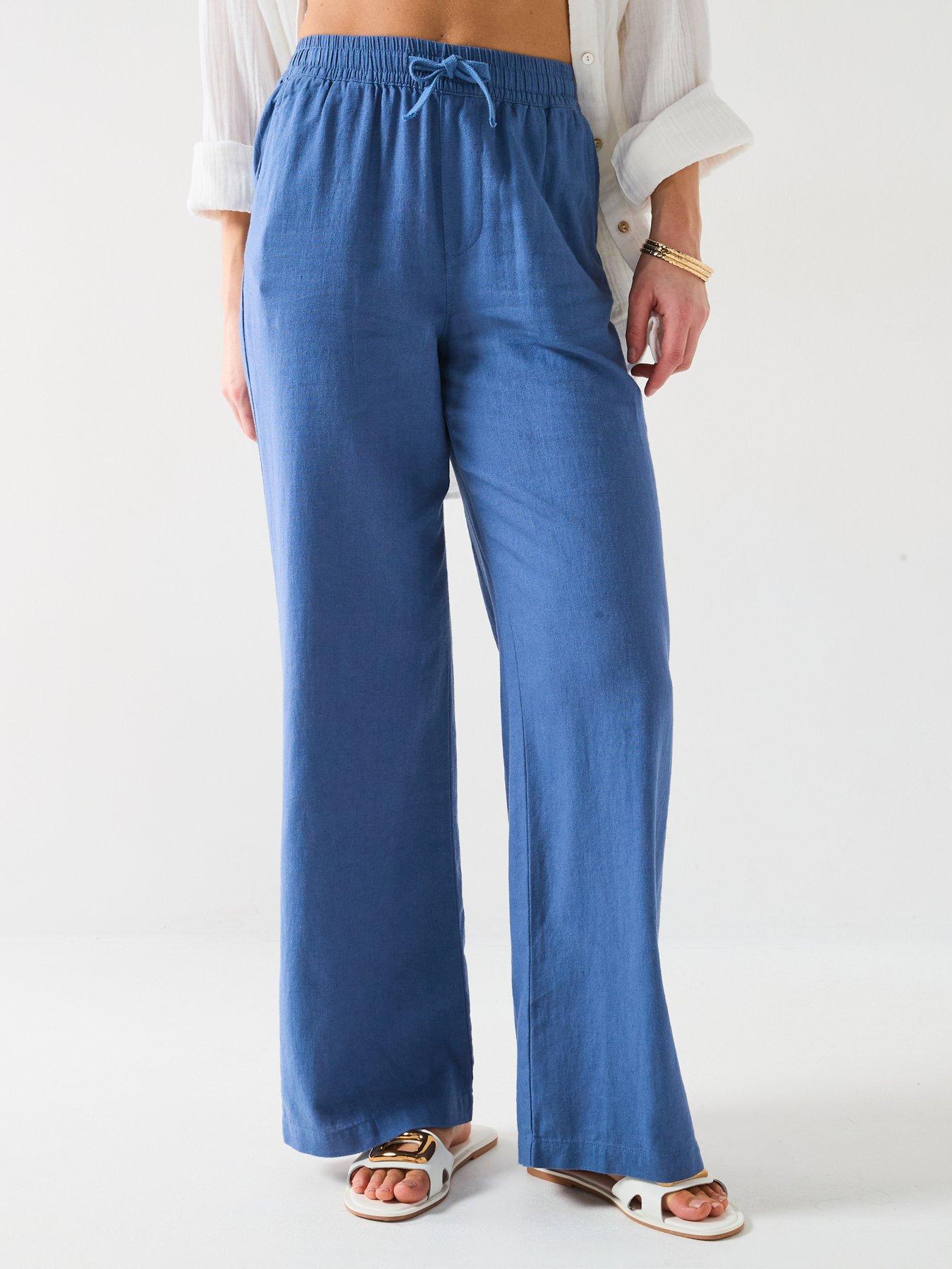 everyday-wide-leg-linen-blend-trousers-blue