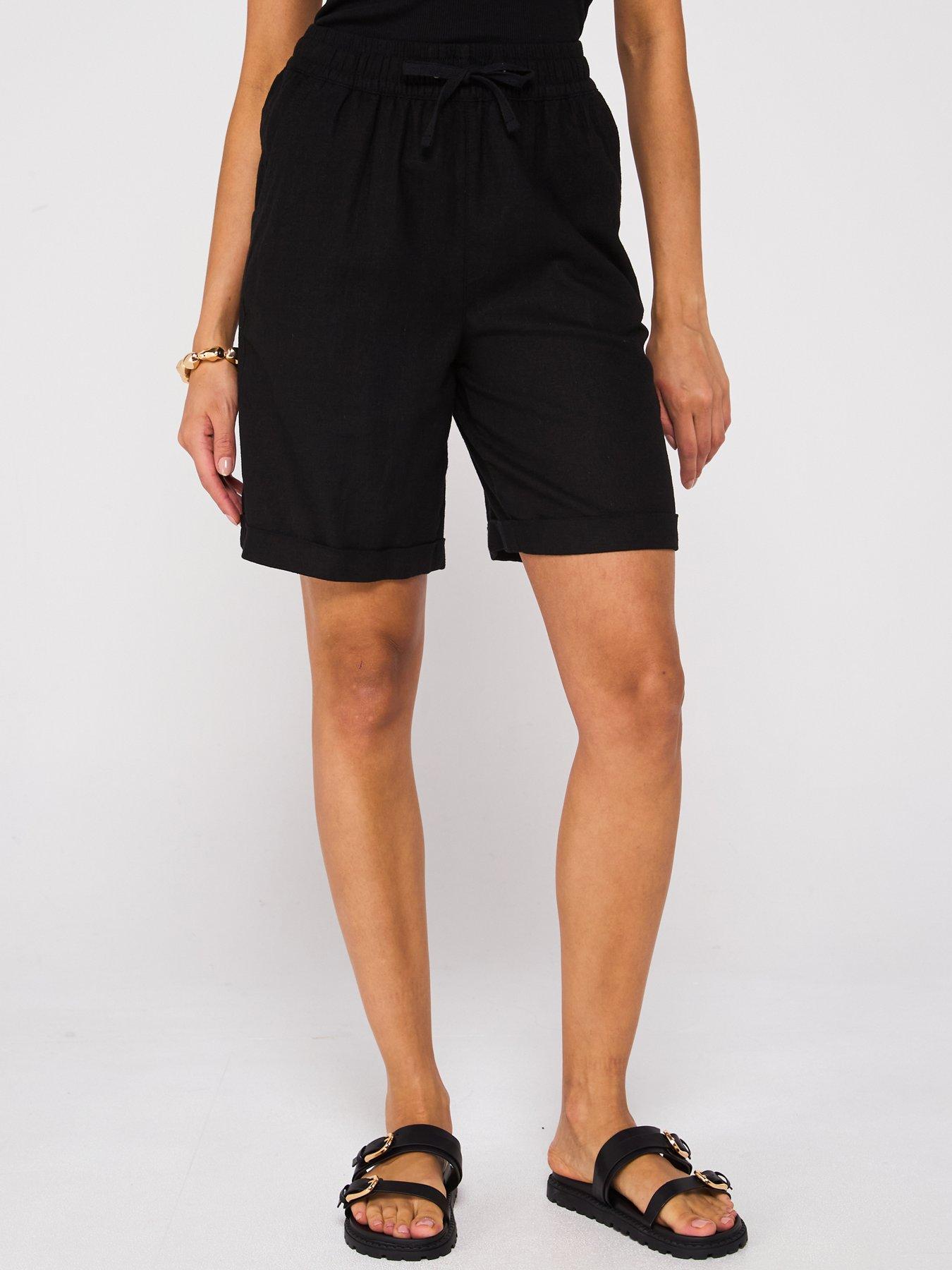 Image 1 of 6 of Everyday Linen Blend Shorts - Black