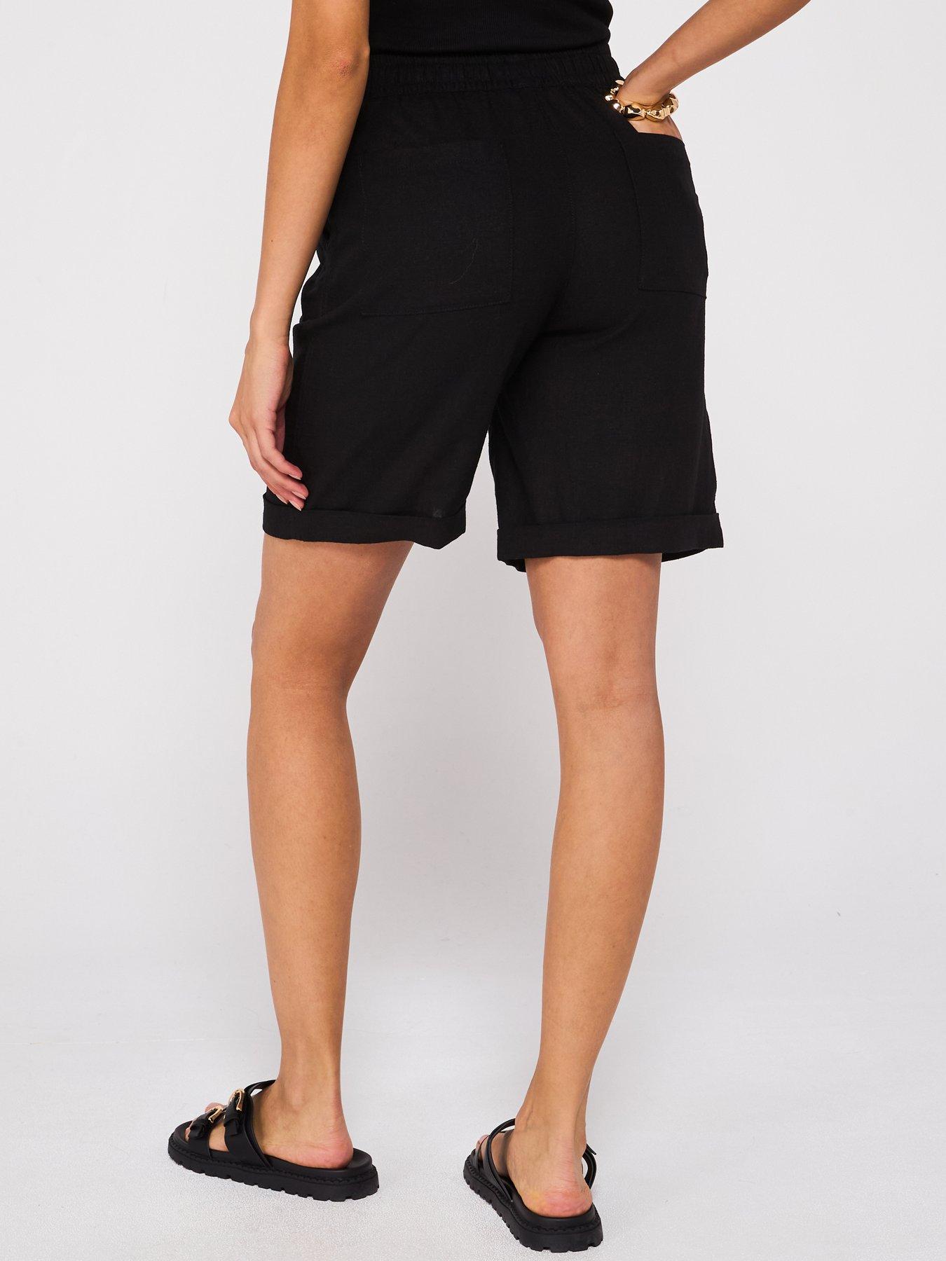 Image 2 of 6 of Everyday Linen Blend Shorts - Black