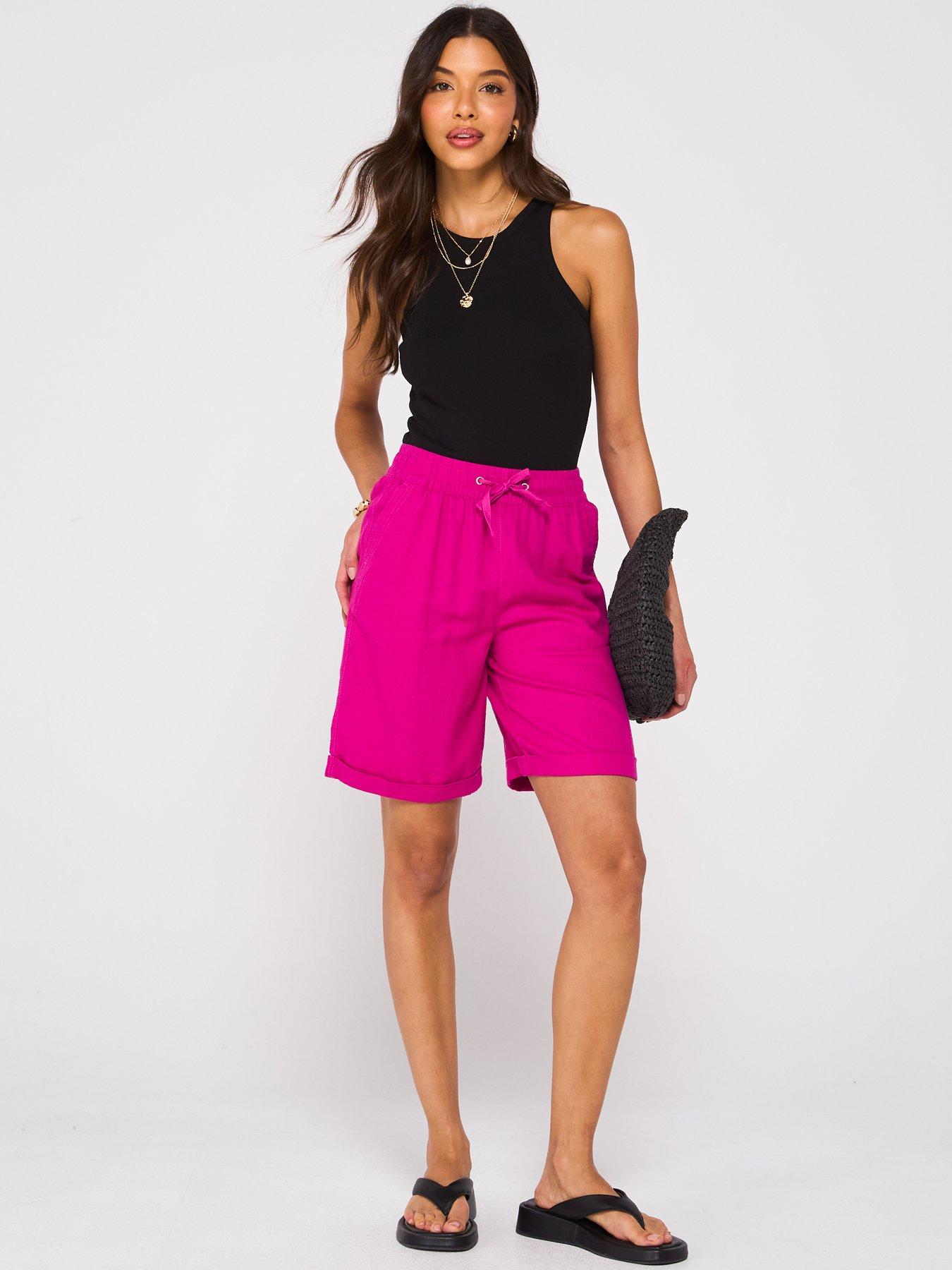  image of everyday-linen-blend-shorts-pink