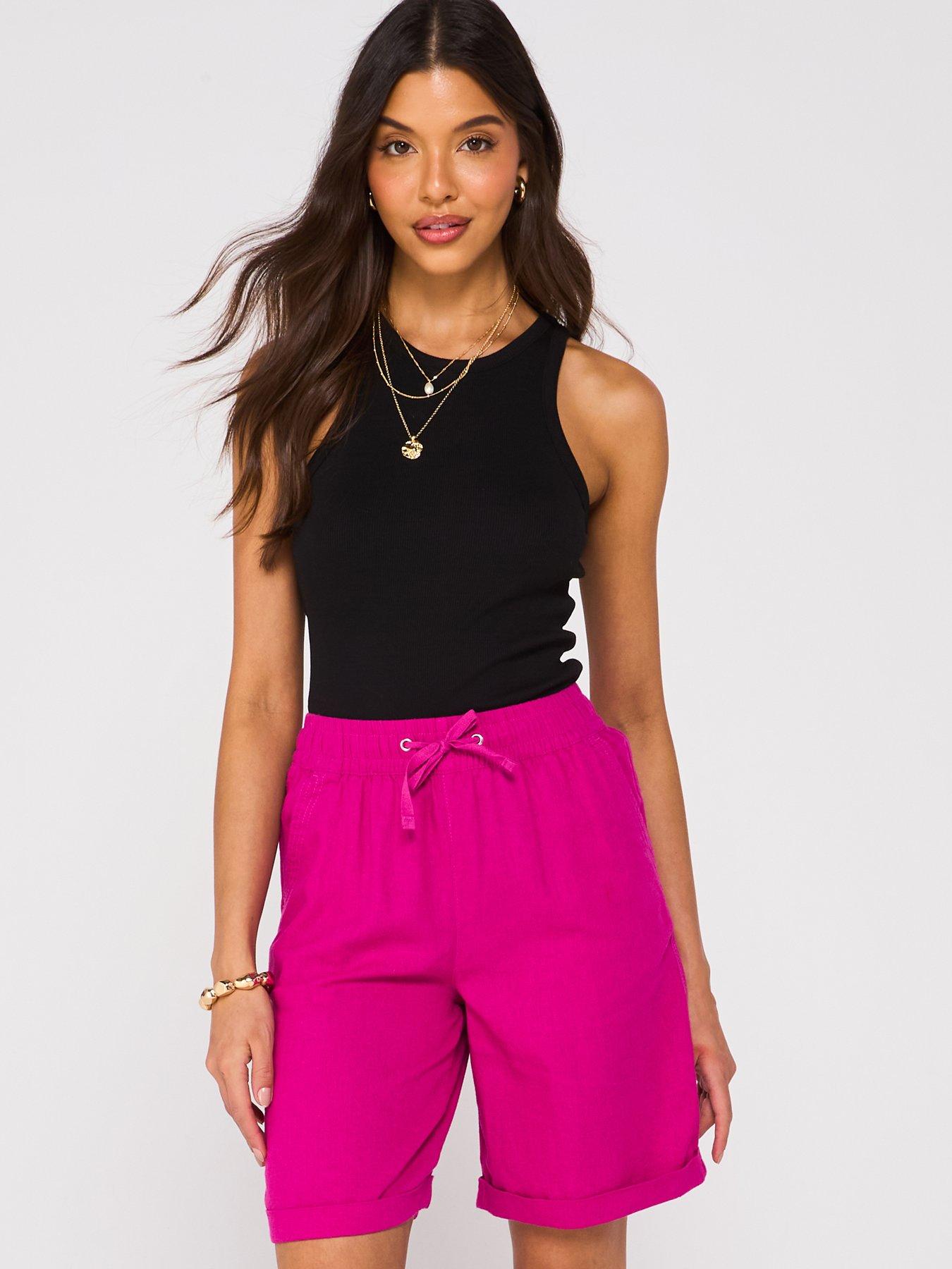  image of everyday-linen-blend-shorts-pink