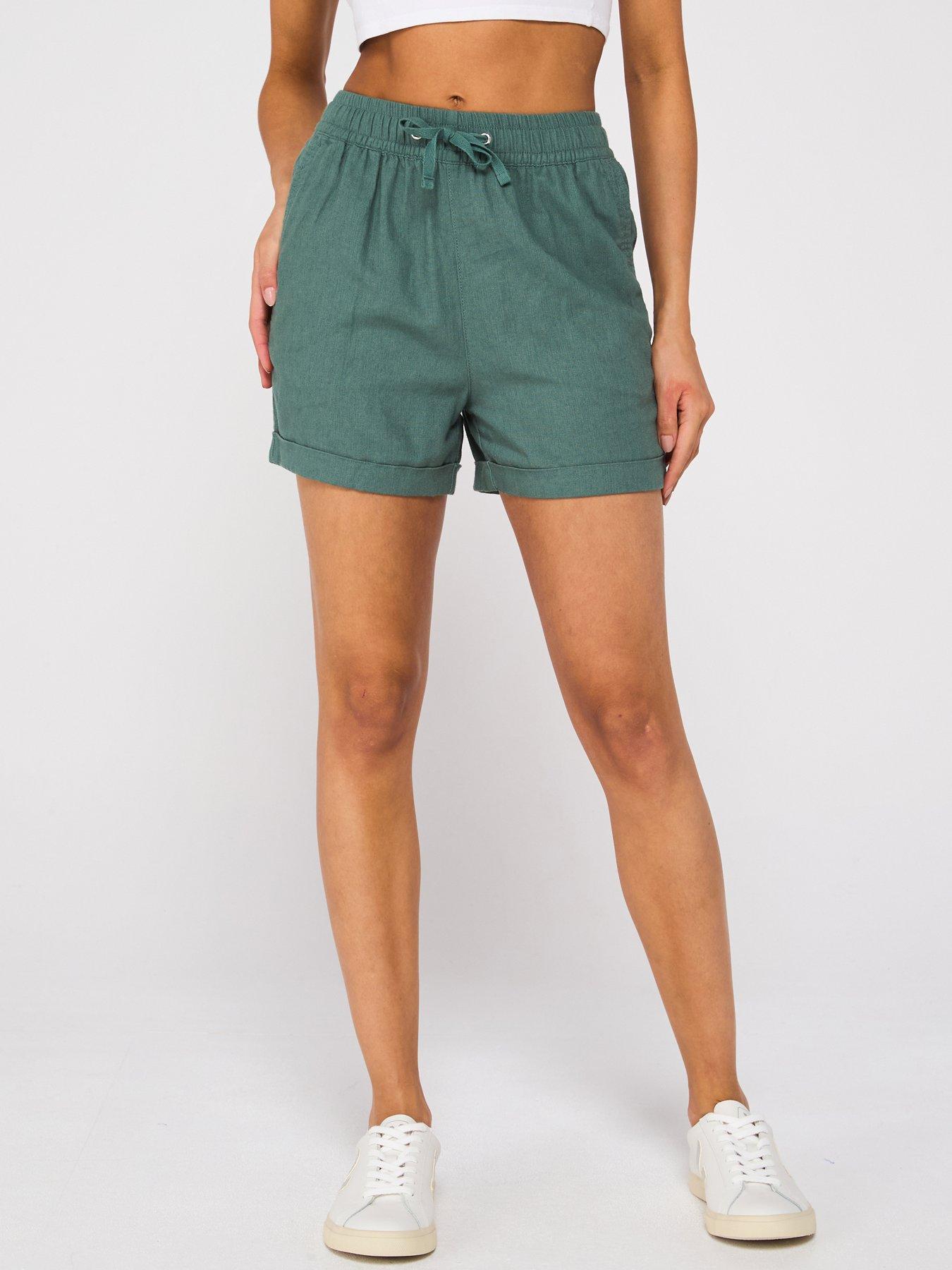 undefined Short Linen Blend Shorts - Khaki
