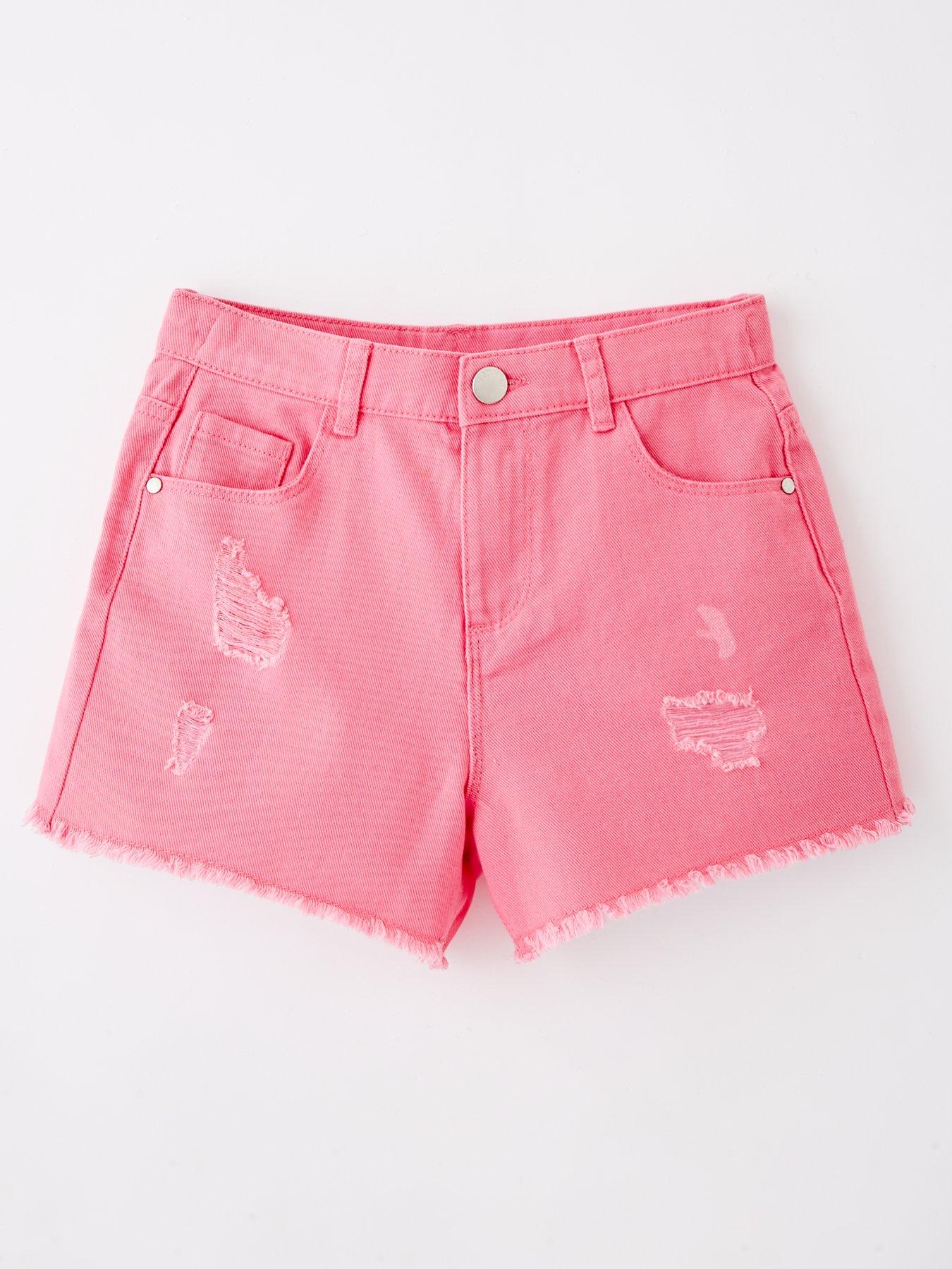 v-by-very-girls-ripped-denim-shorts-pink