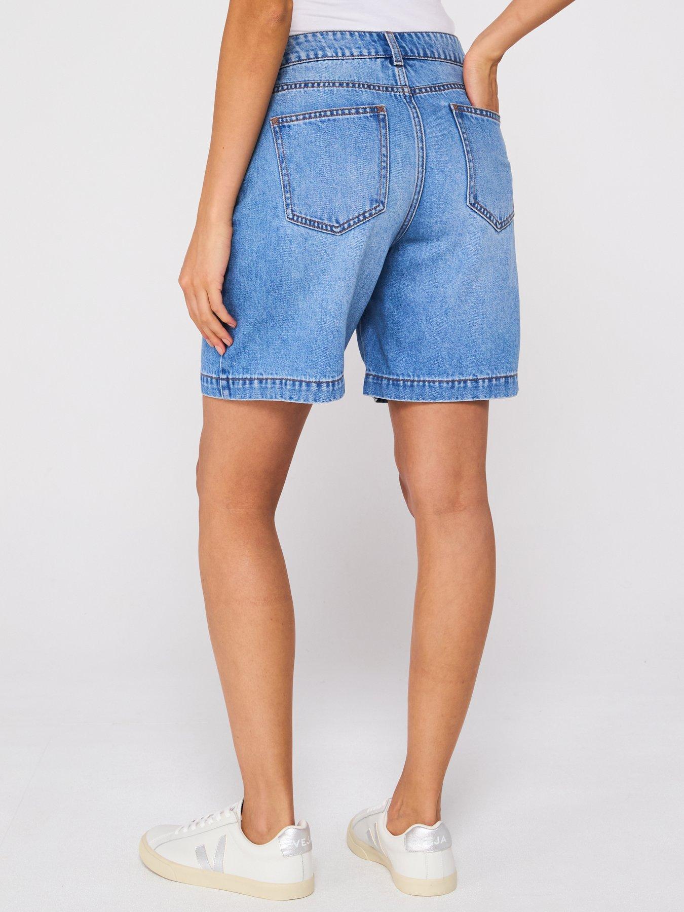  image of v-by-very-denim-longline-shorts-mid-wash
