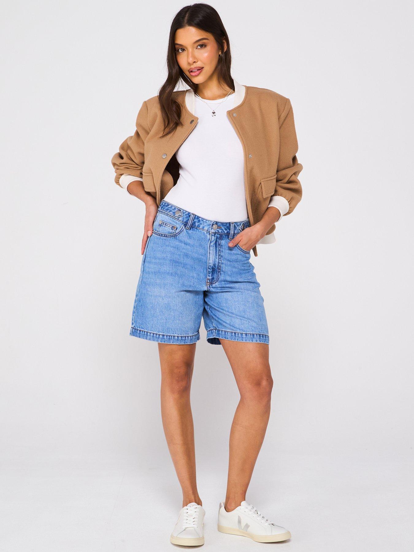  image of v-by-very-denim-longline-shorts-mid-wash