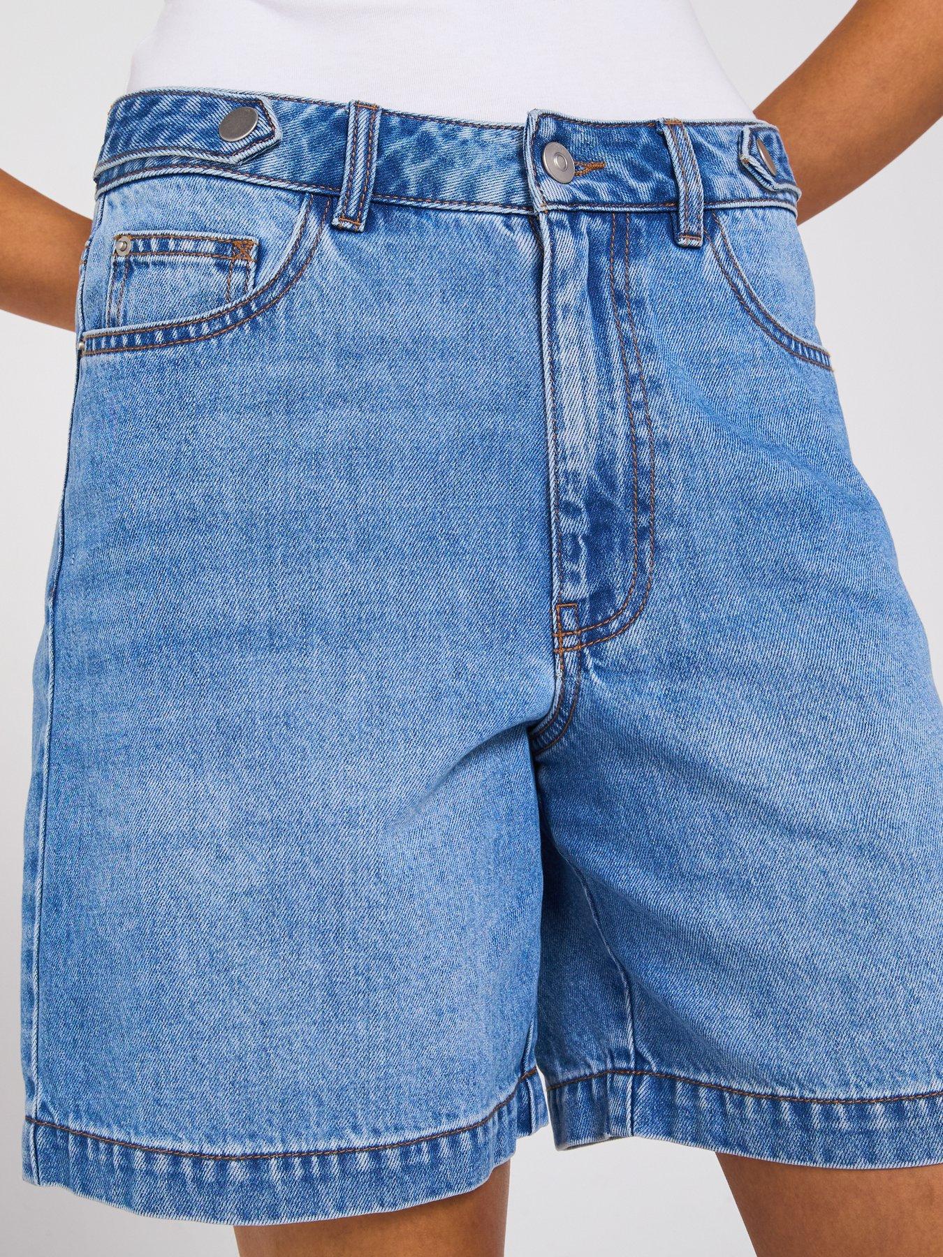  image of v-by-very-denim-longline-shorts-mid-wash