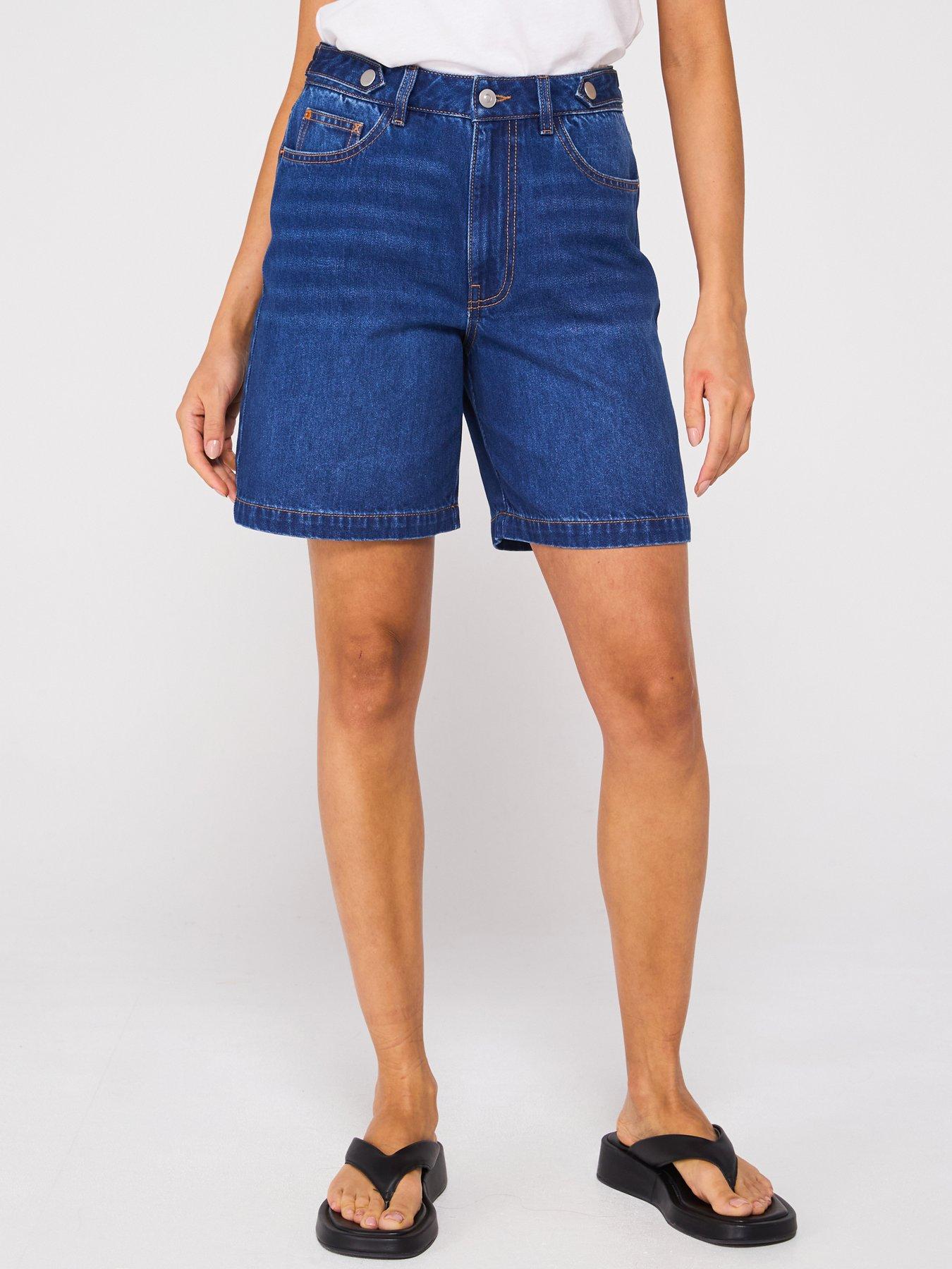 Image 1 of 6 of V by Very Denim Longline Shorts - Dark Wash