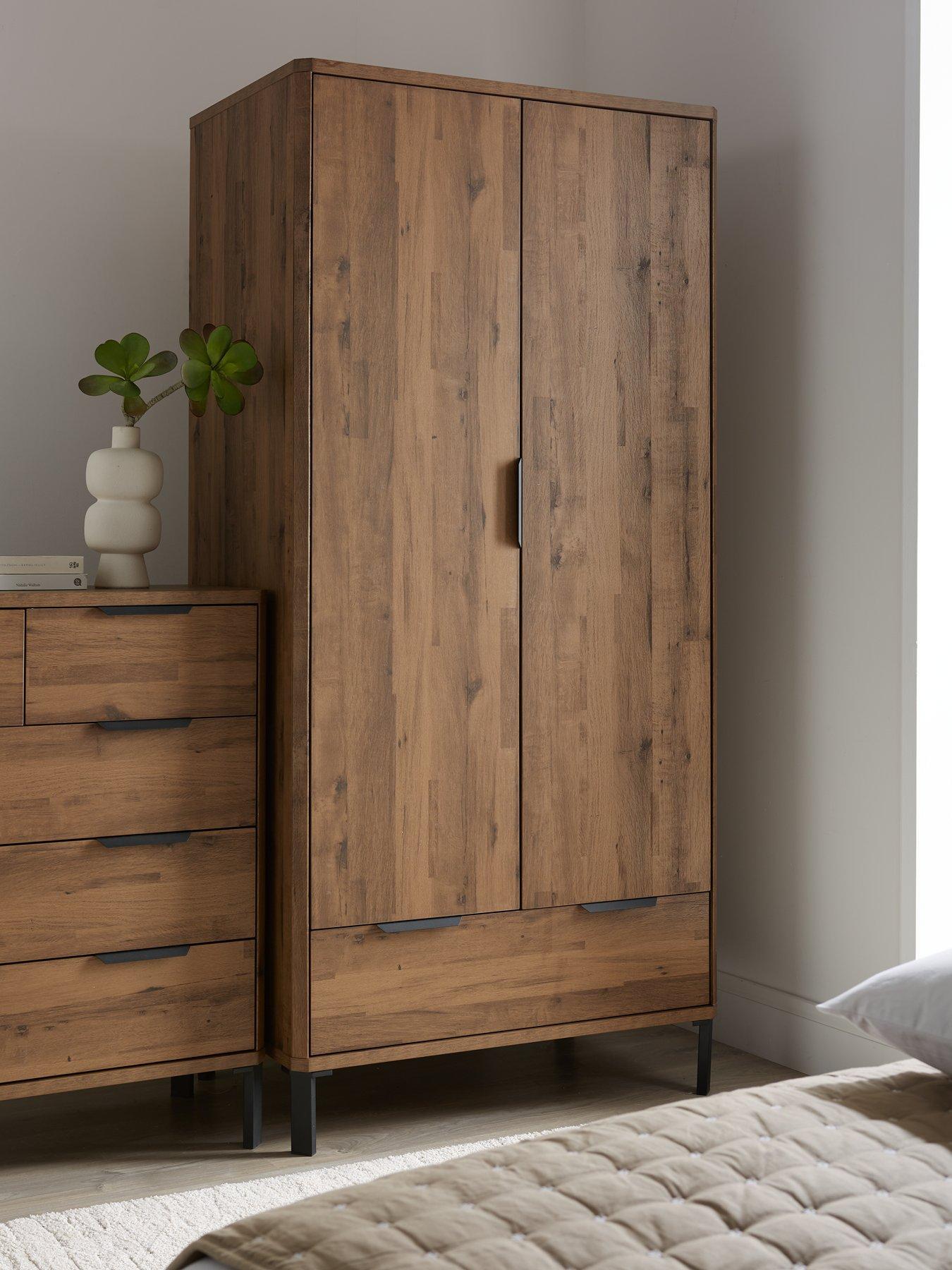 The Very Collection Harlem 2 Door, 1 Drawer Wardrobe - Mid Oak Effect - FSC® Certified