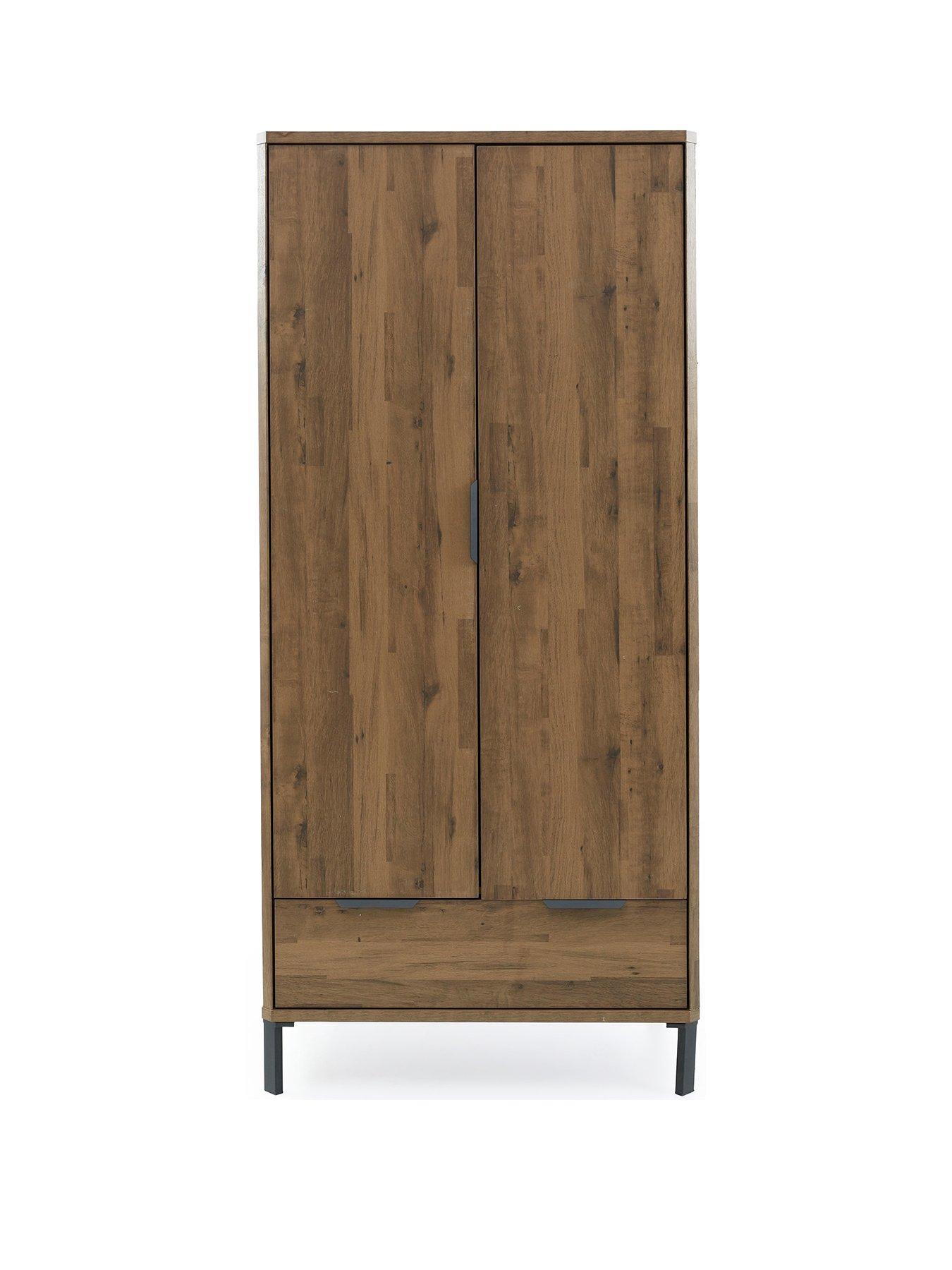  image of very-home-harlem-2-door-1-drawer-wardrobe-mid-oak-effect-fscreg-certified