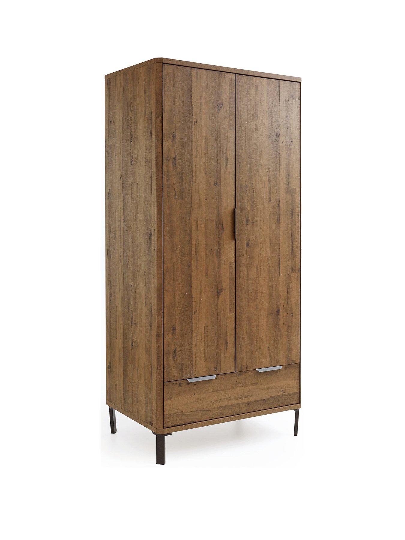  image of very-home-harlem-2-door-1-drawer-wardrobe-mid-oak-effect-fscreg-certified