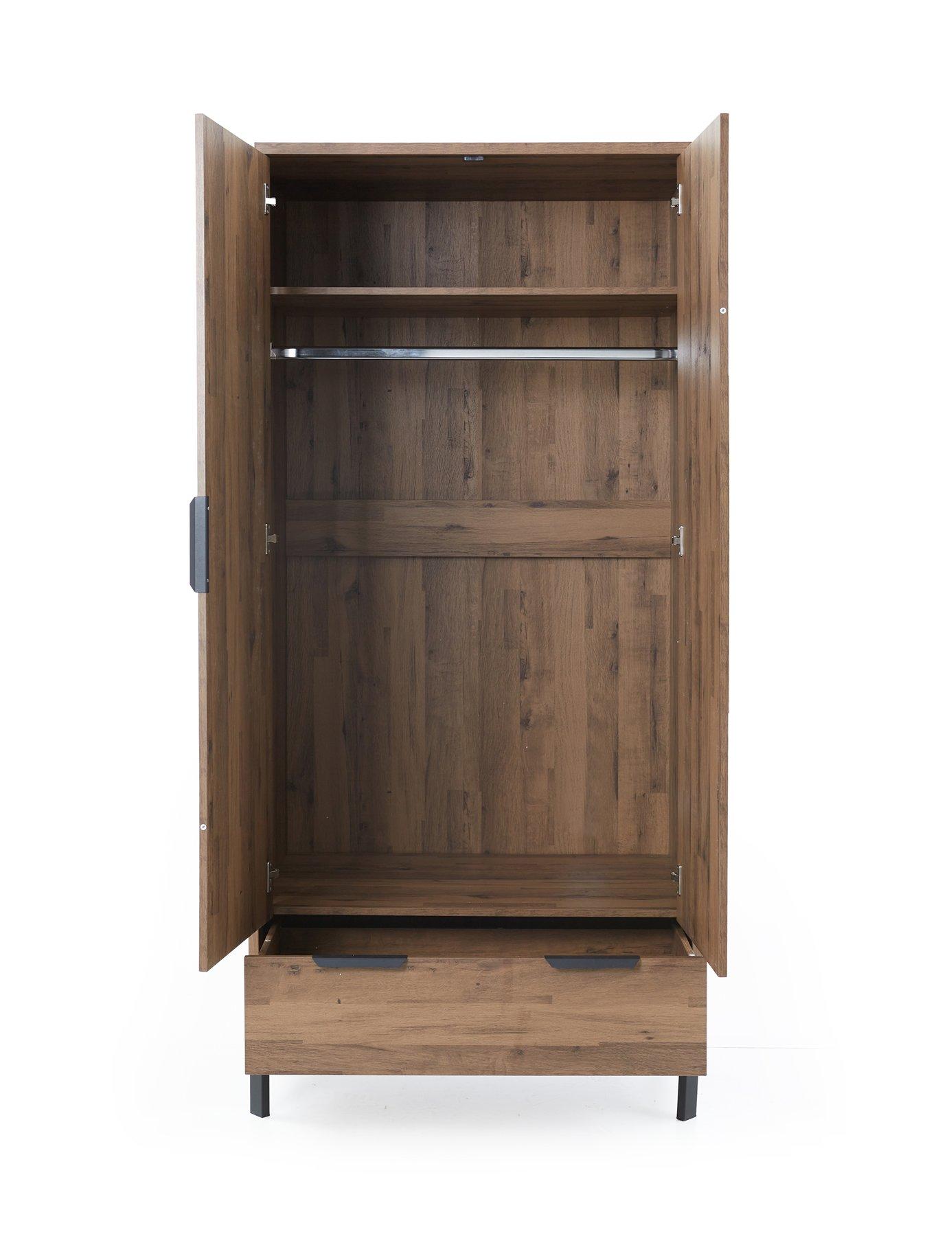  image of very-home-harlem-2-door-1-drawer-wardrobe-mid-oak-effect-fscreg-certified