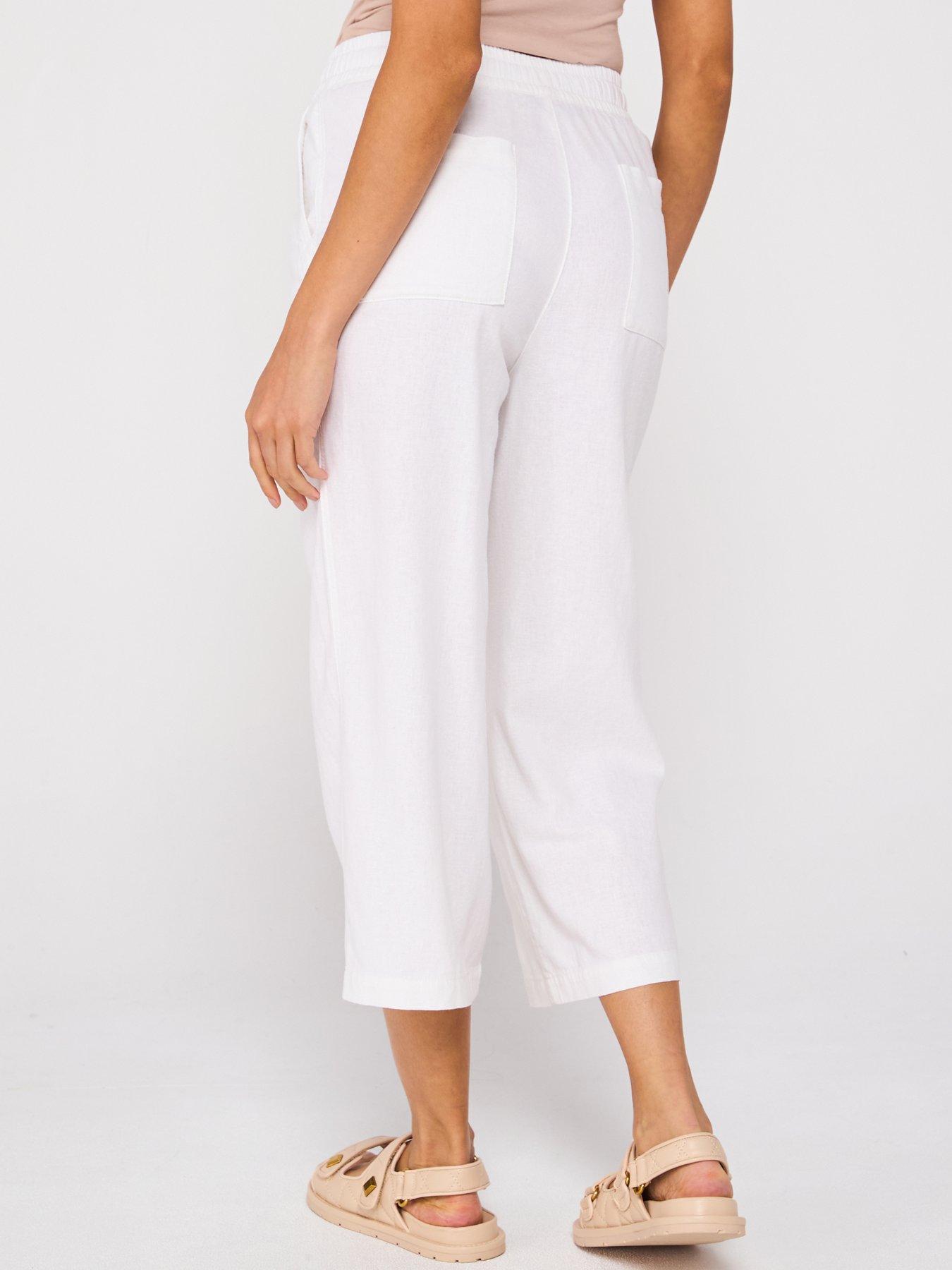  image of everyday-cropped-linen-blend-trousers-white