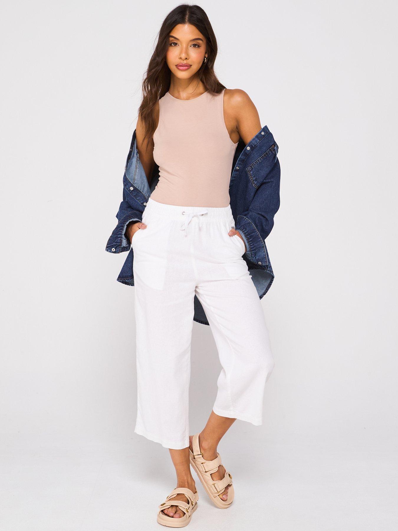  image of everyday-cropped-linen-blend-trousers-white