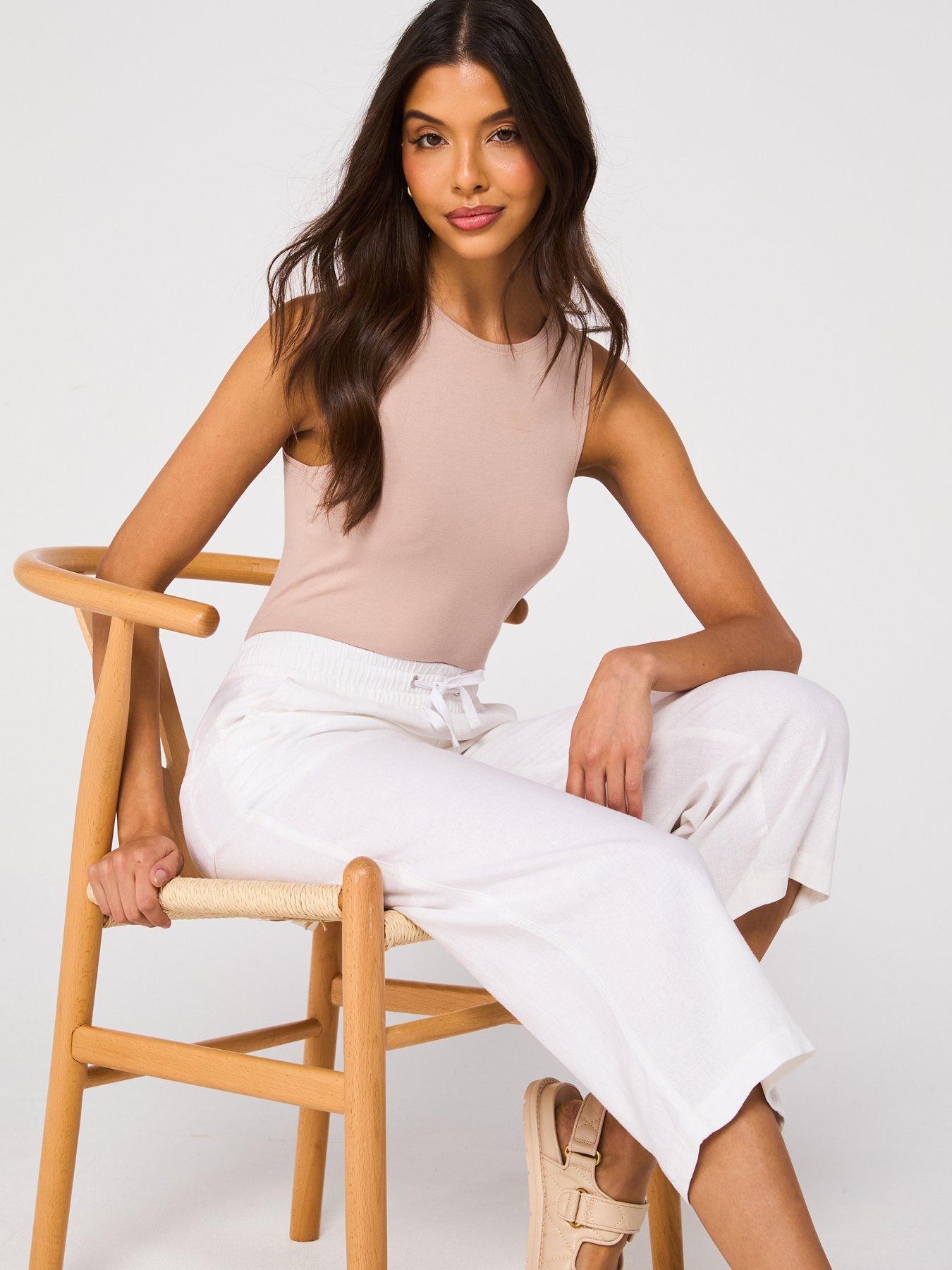  image of everyday-cropped-linen-blend-trousers-white