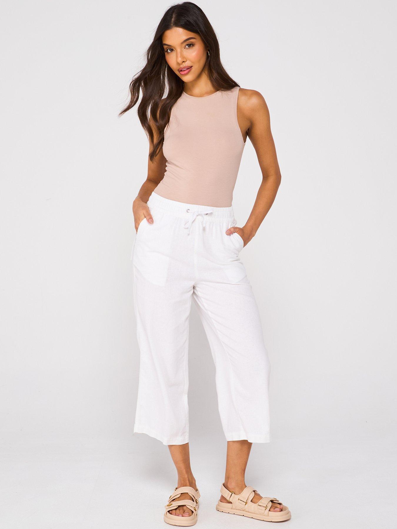  image of everyday-cropped-linen-blend-trousers-white