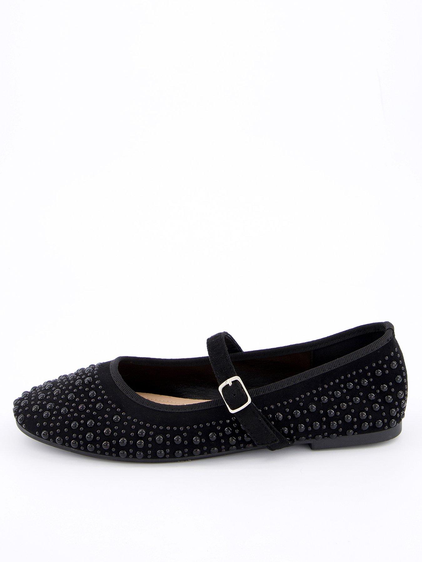  image of v-by-very-mesh-ballerina-pump-with-pearls-black