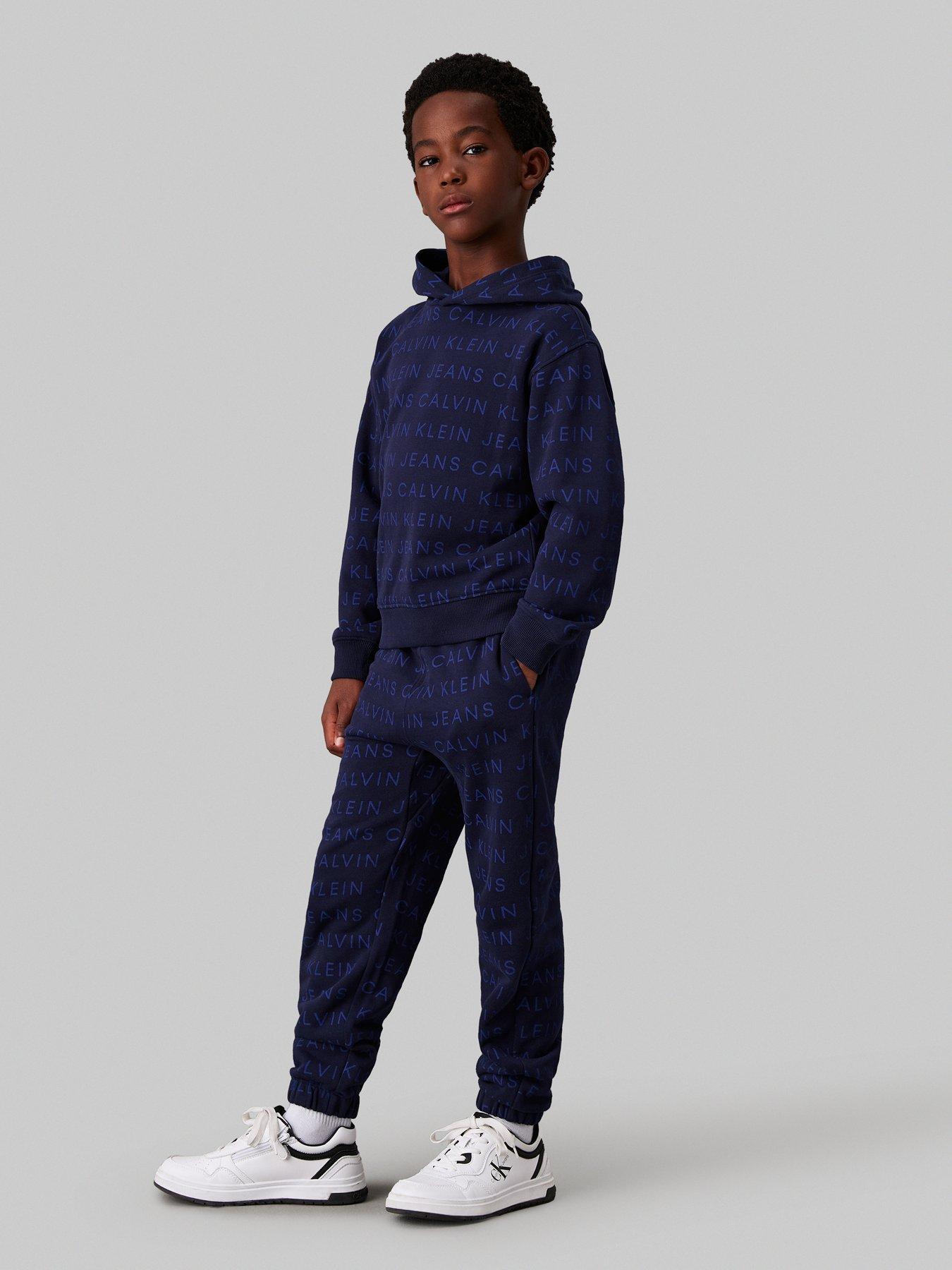 Calvin Klein Jeans Boys All-Over Print Hoodie Blue Littlewoods