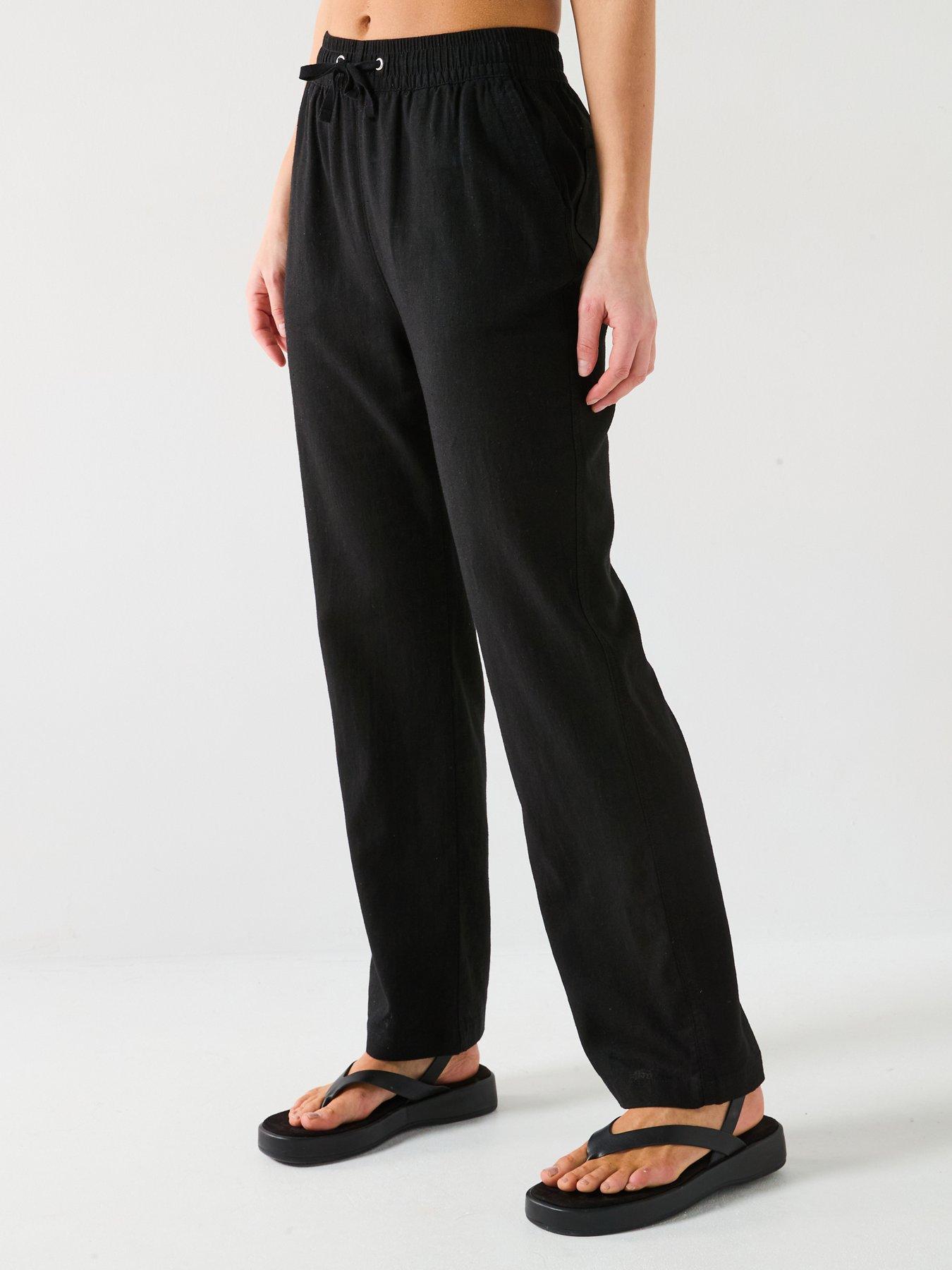 Image 1 of 6 of Everyday Linen Blend Trousers - Black